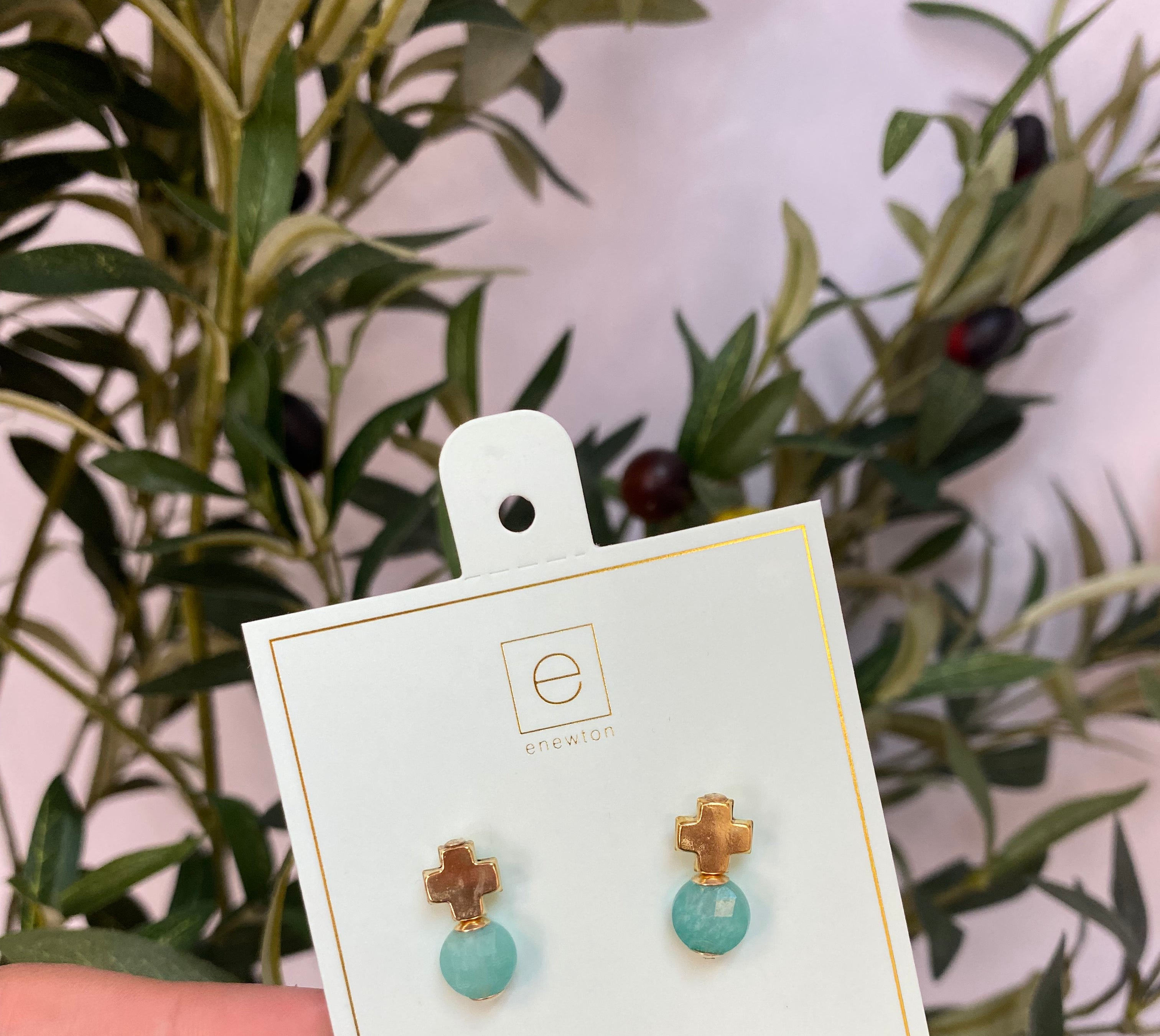 Signature Gold Cross Stud - Gemstone-260 eNewton-eNewton-The Lovely Closet, Women's Fashion Boutique in Alexandria, KY