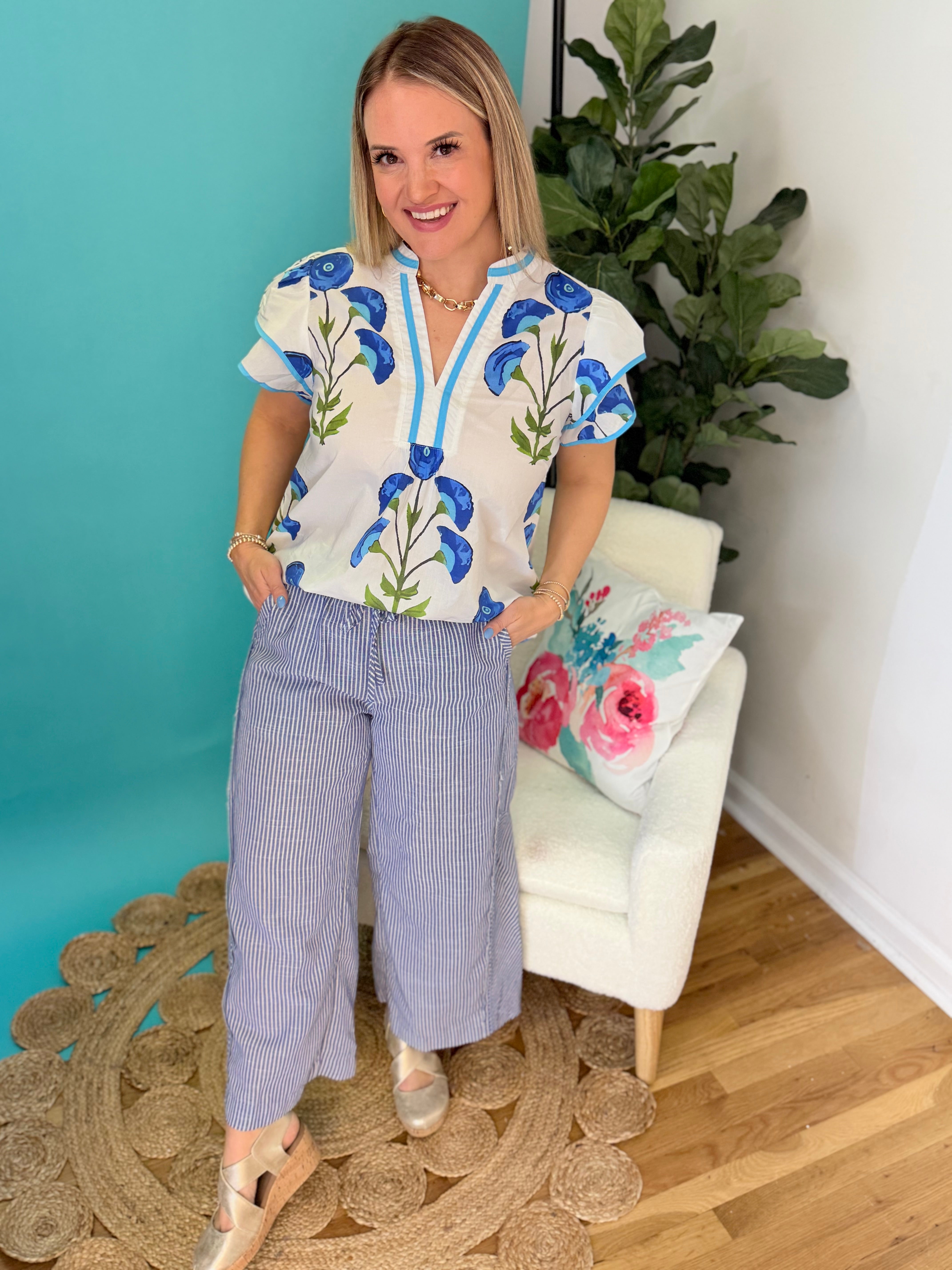 Ivy Garden Wide Leg Pants-240 Pants-Umgee-The Lovely Closet, Women's Fashion Boutique in Alexandria, KY