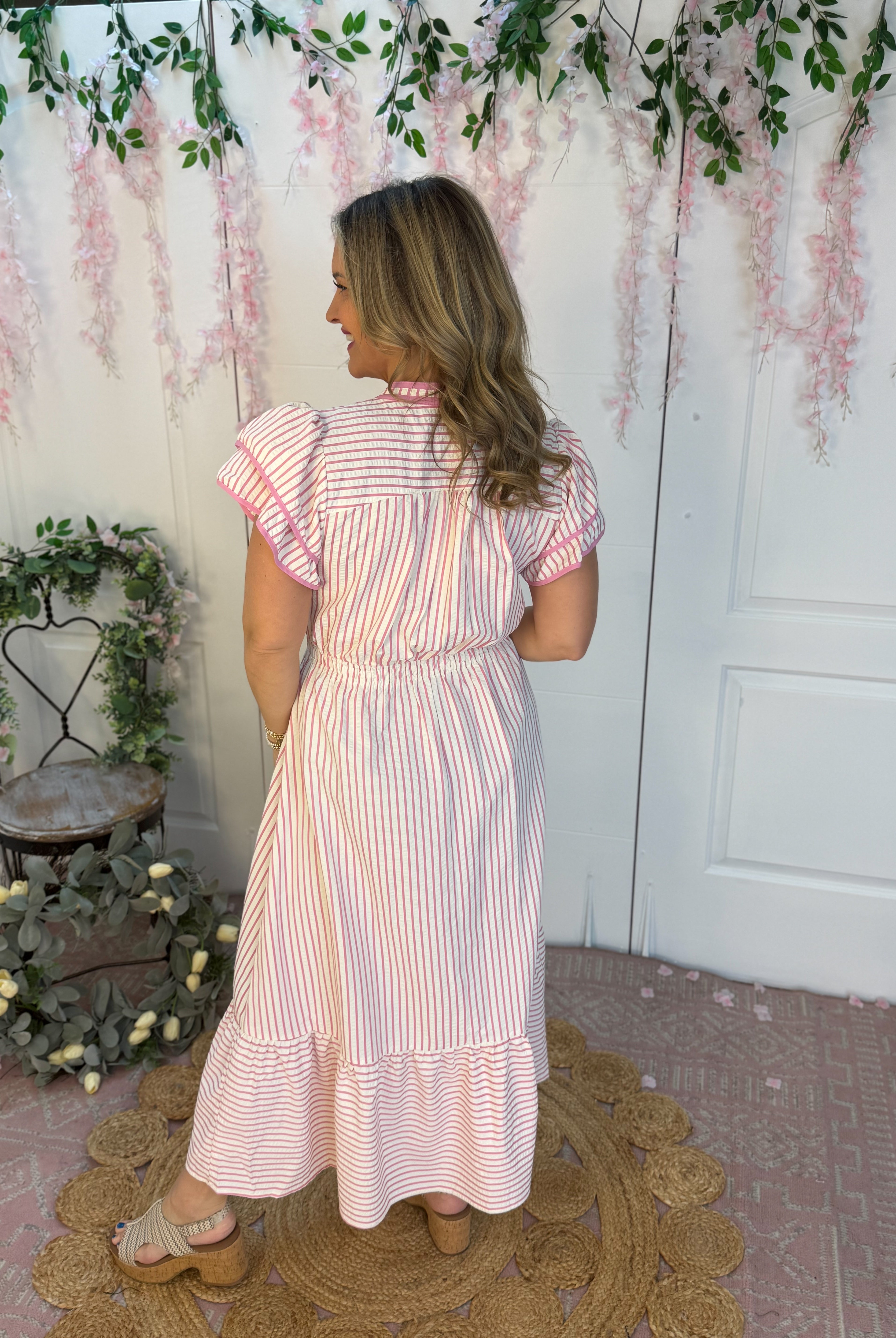 Spring Days Midi Dress - Pink-180 Dresses-Umgee-The Lovely Closet, Women's Fashion Boutique in Alexandria, KY