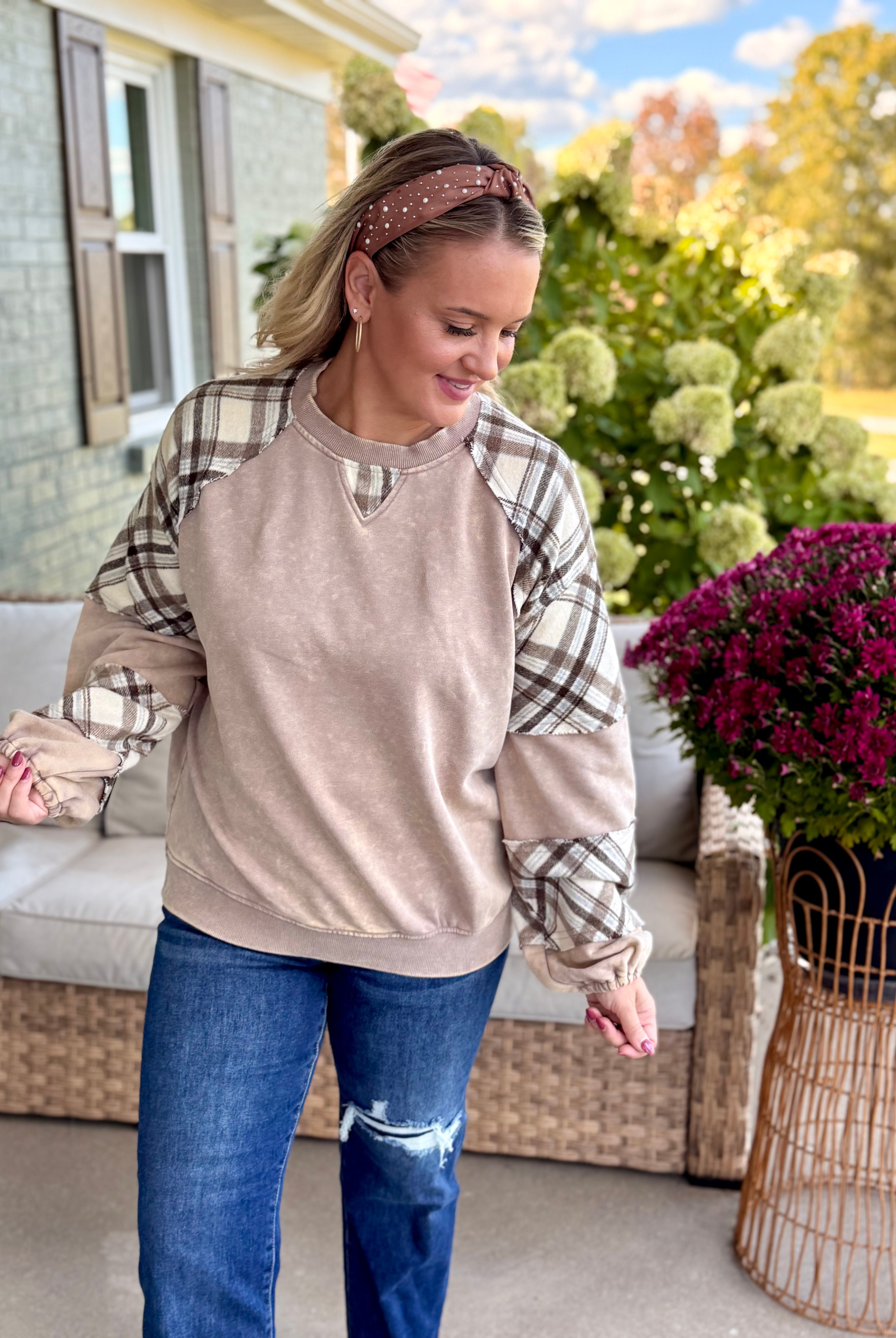 Harvest Plaid Pullover-110 Long Sleeve Top-easel-The Lovely Closet, Women's Fashion Boutique in Alexandria, KY