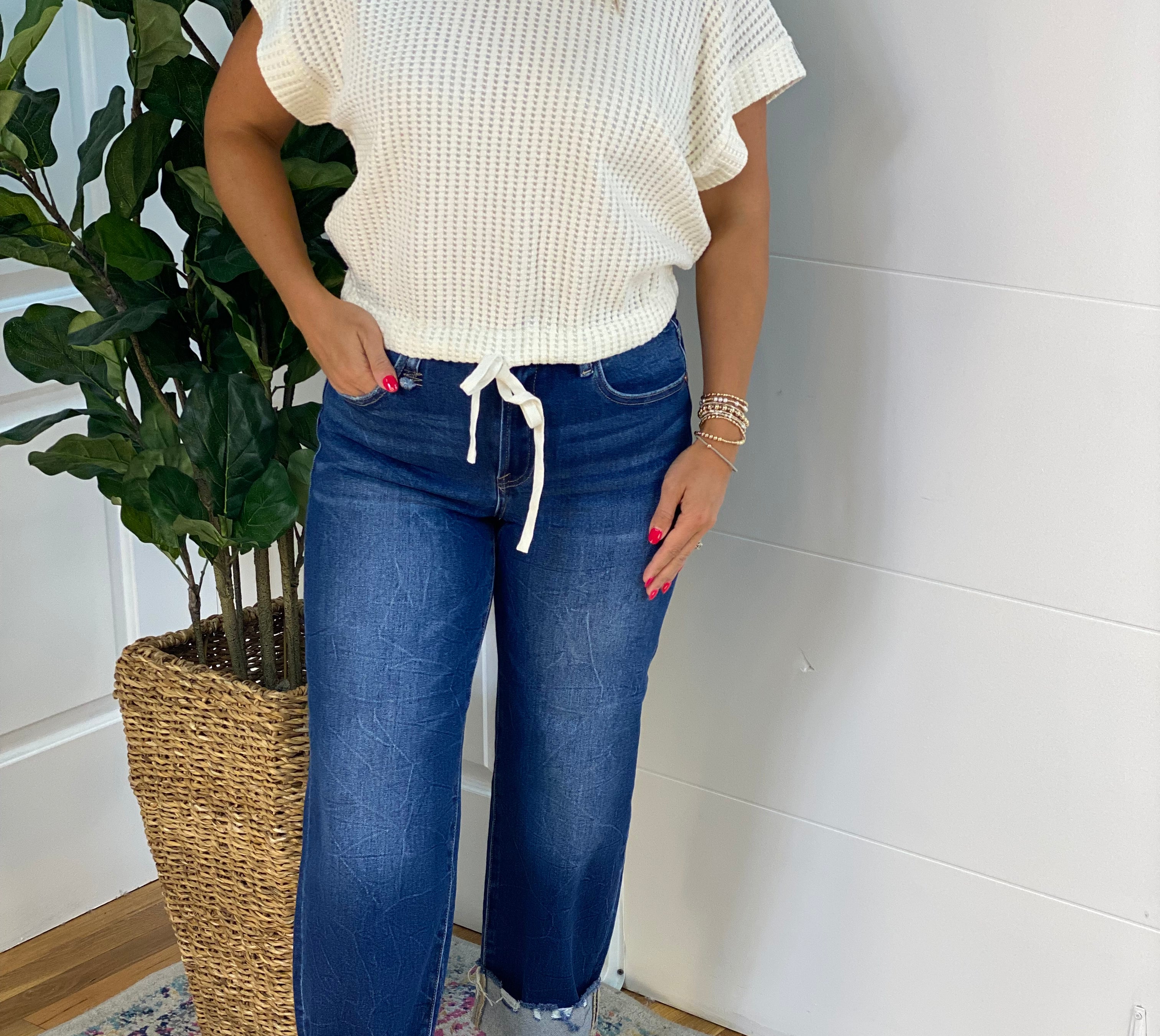 RISEN High Rise Crop Boyfriend Cuffed Jeans-210 Jeans-Risen-The Lovely Closet, Women's Fashion Boutique in Alexandria, KY