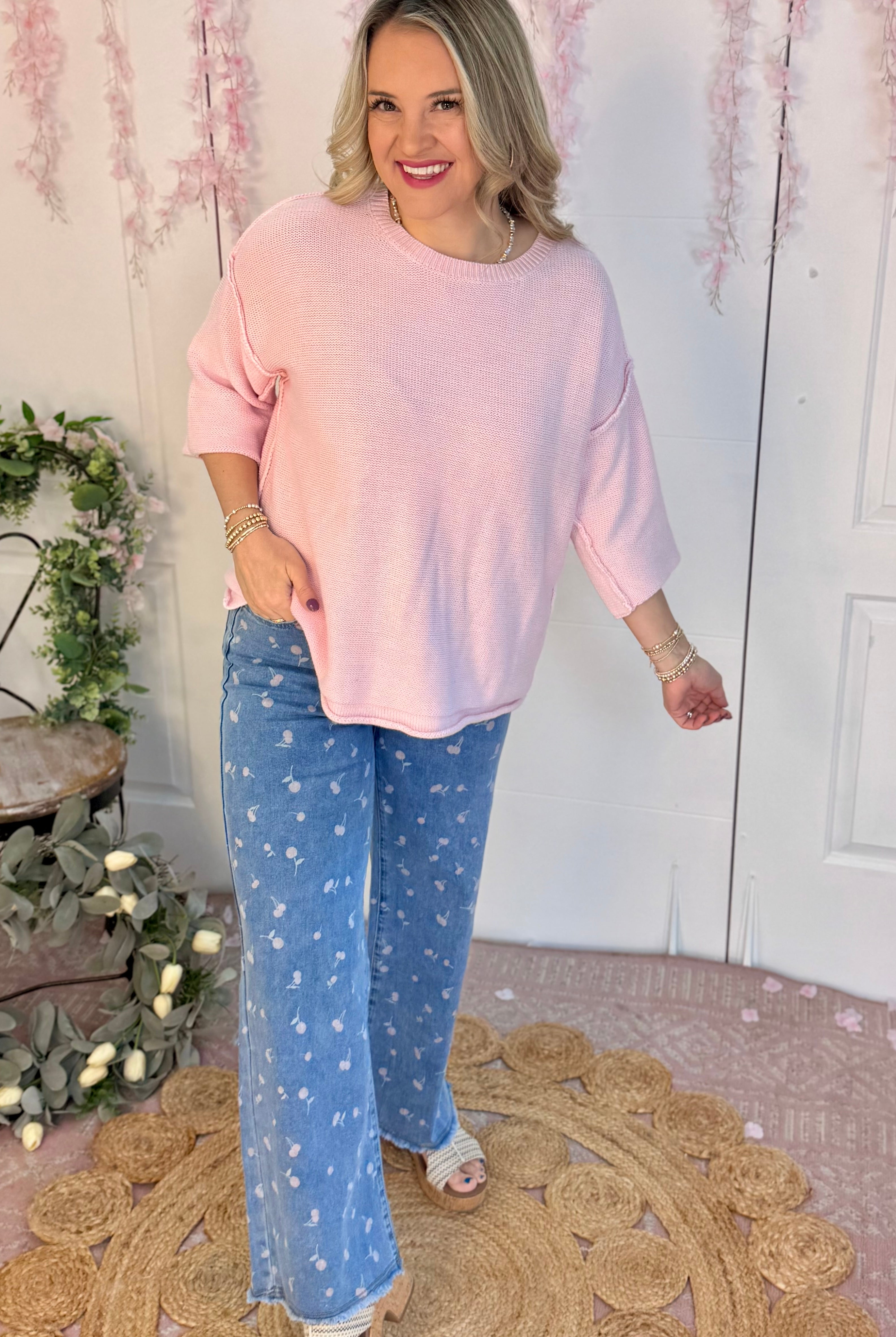 Spring Mornings Sweater - Pink-140 Sweaters-easel-The Lovely Closet, Women's Fashion Boutique in Alexandria, KY