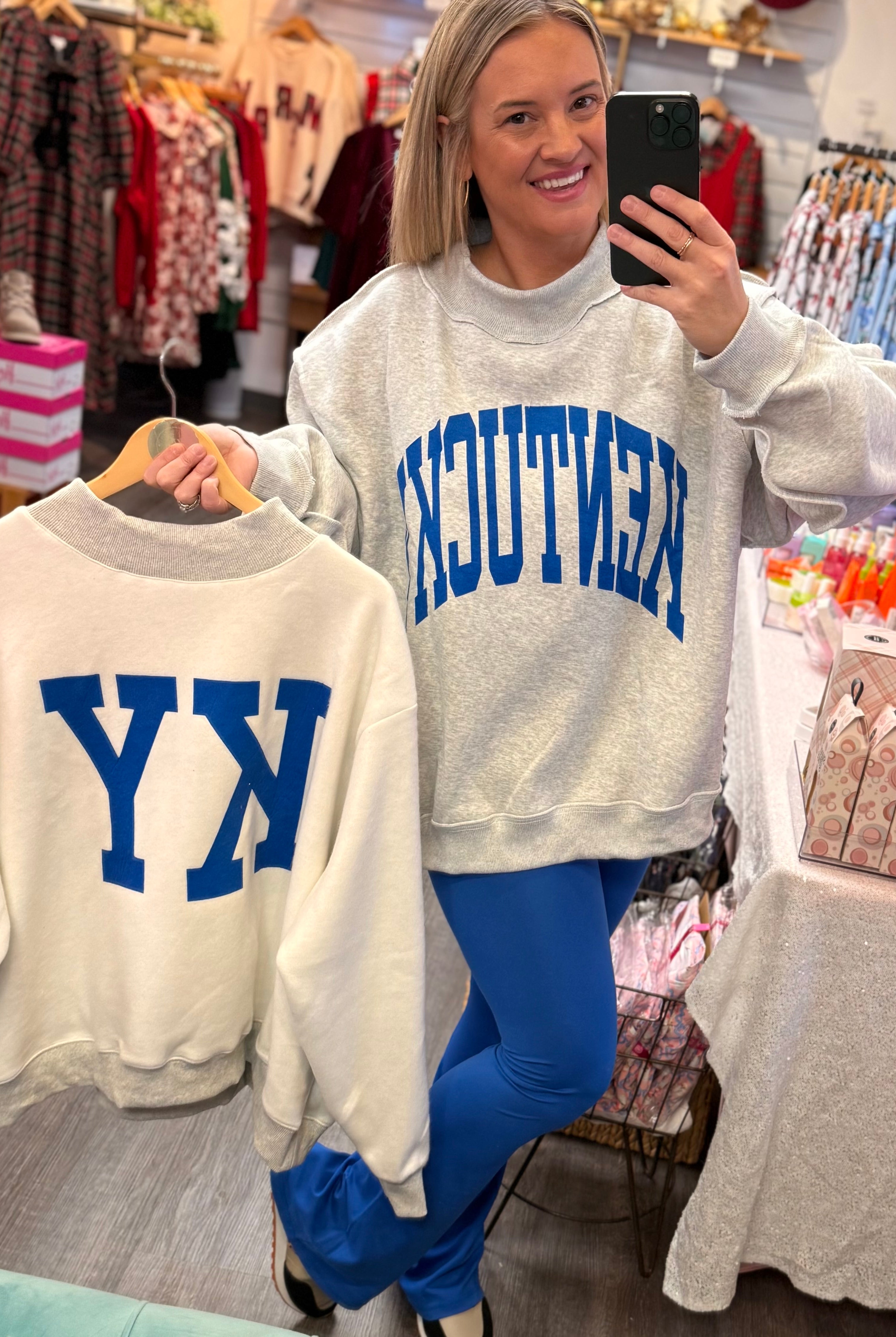 Reversible KY Pullover - Heather Gray-110 Long Sleeve Top-Bucketlist-The Lovely Closet, Women's Fashion Boutique in Alexandria, KY