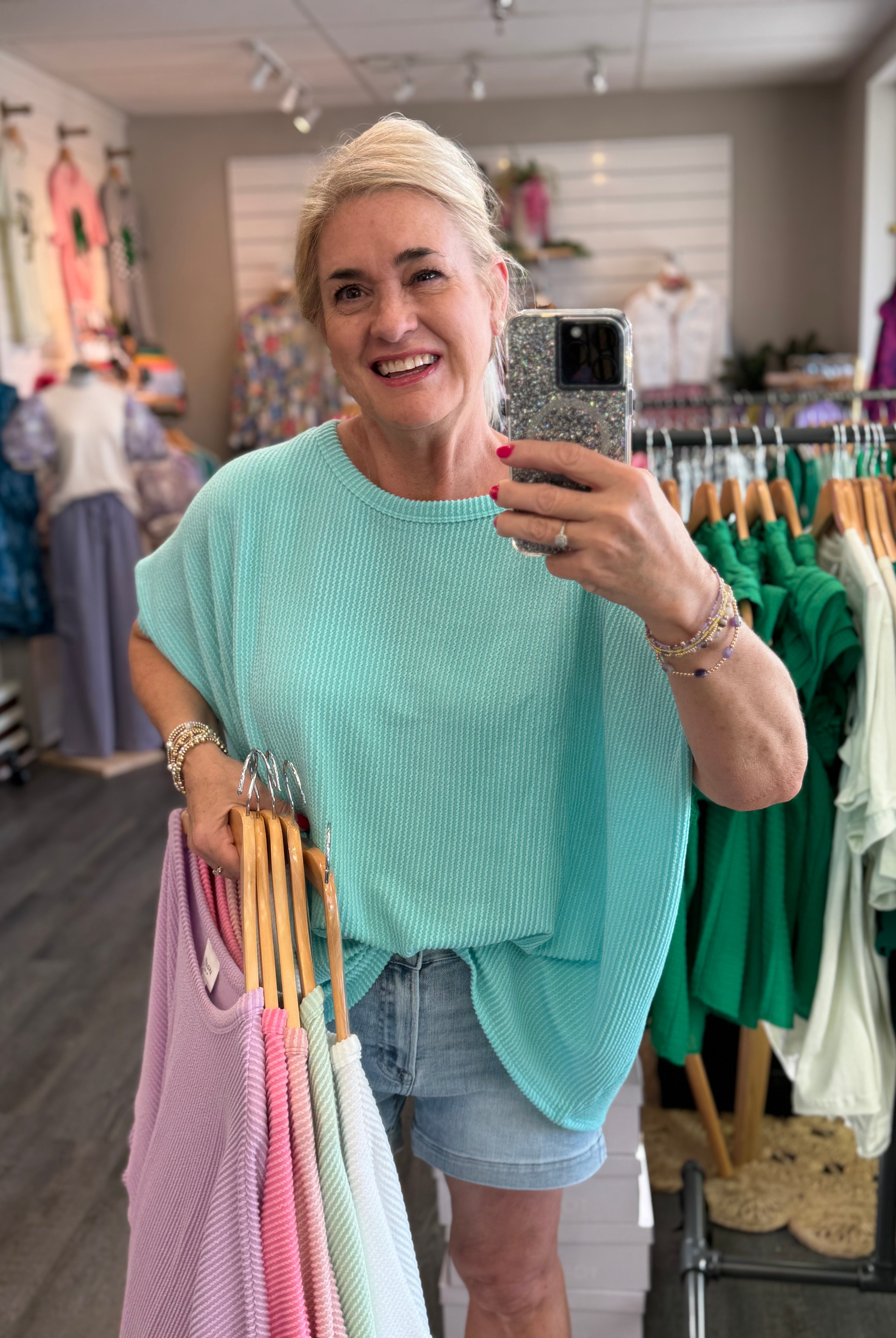 FINAL SALE Sunny Days Ahead Ribbed Top-Short Sleeves-The Lovely Closet-The Lovely Closet, Women's Fashion Boutique in Alexandria, KY