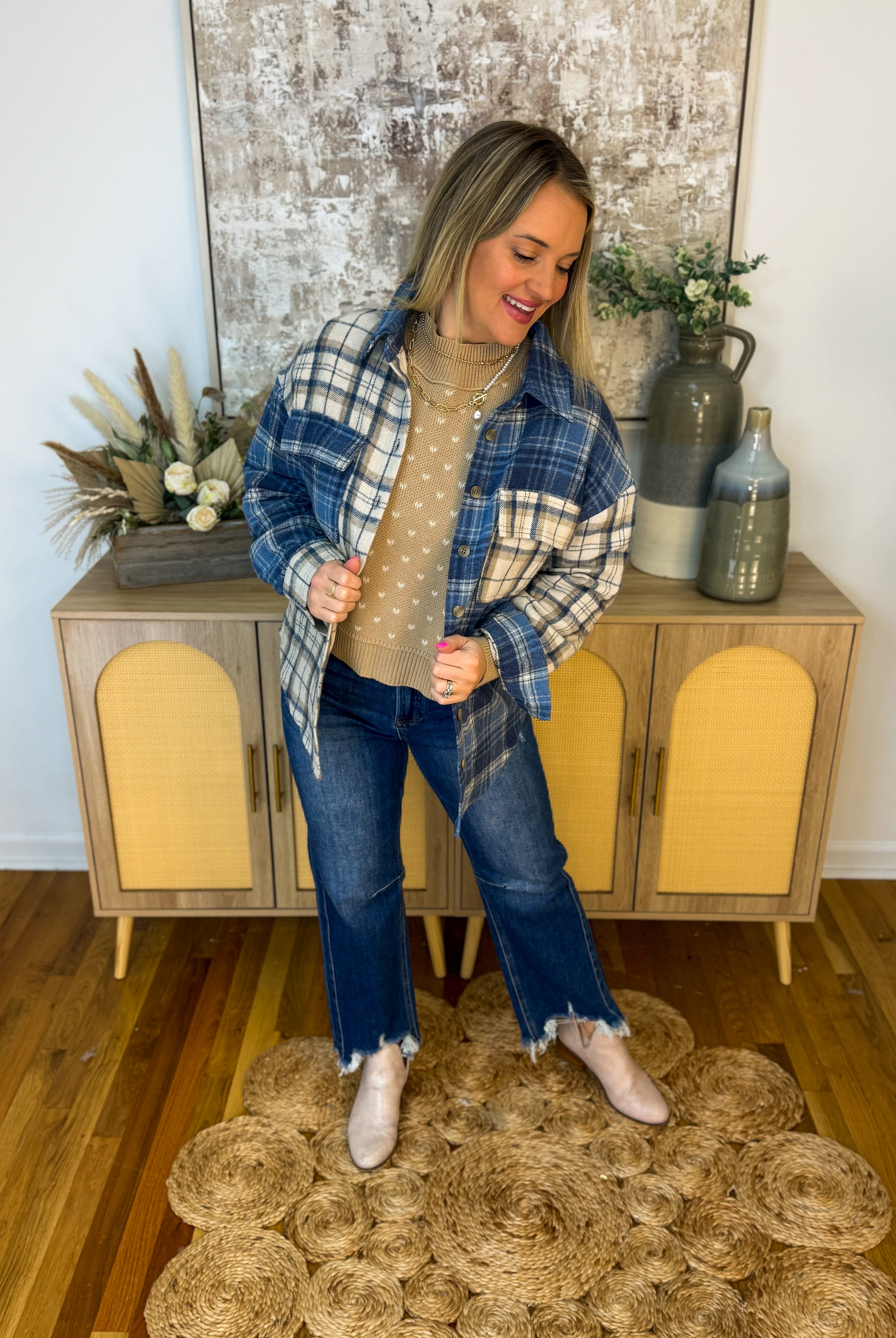 Winter Blues Shacket-170 Jackets/Outerwear-Blu Pepper-The Lovely Closet, Women's Fashion Boutique in Alexandria, KY