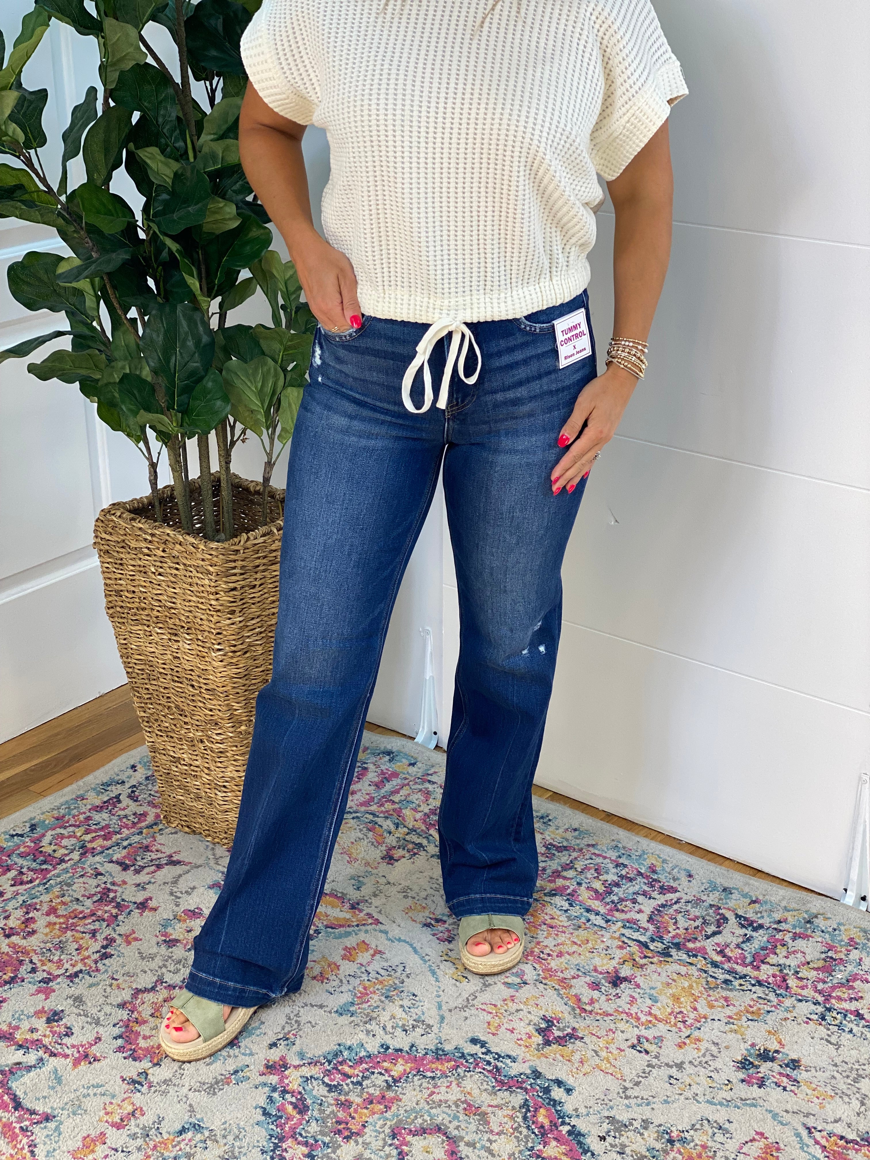RISEN Tummy Control High Rise Straight Jeans-210 Jeans-Risen-The Lovely Closet, Women's Fashion Boutique in Alexandria, KY