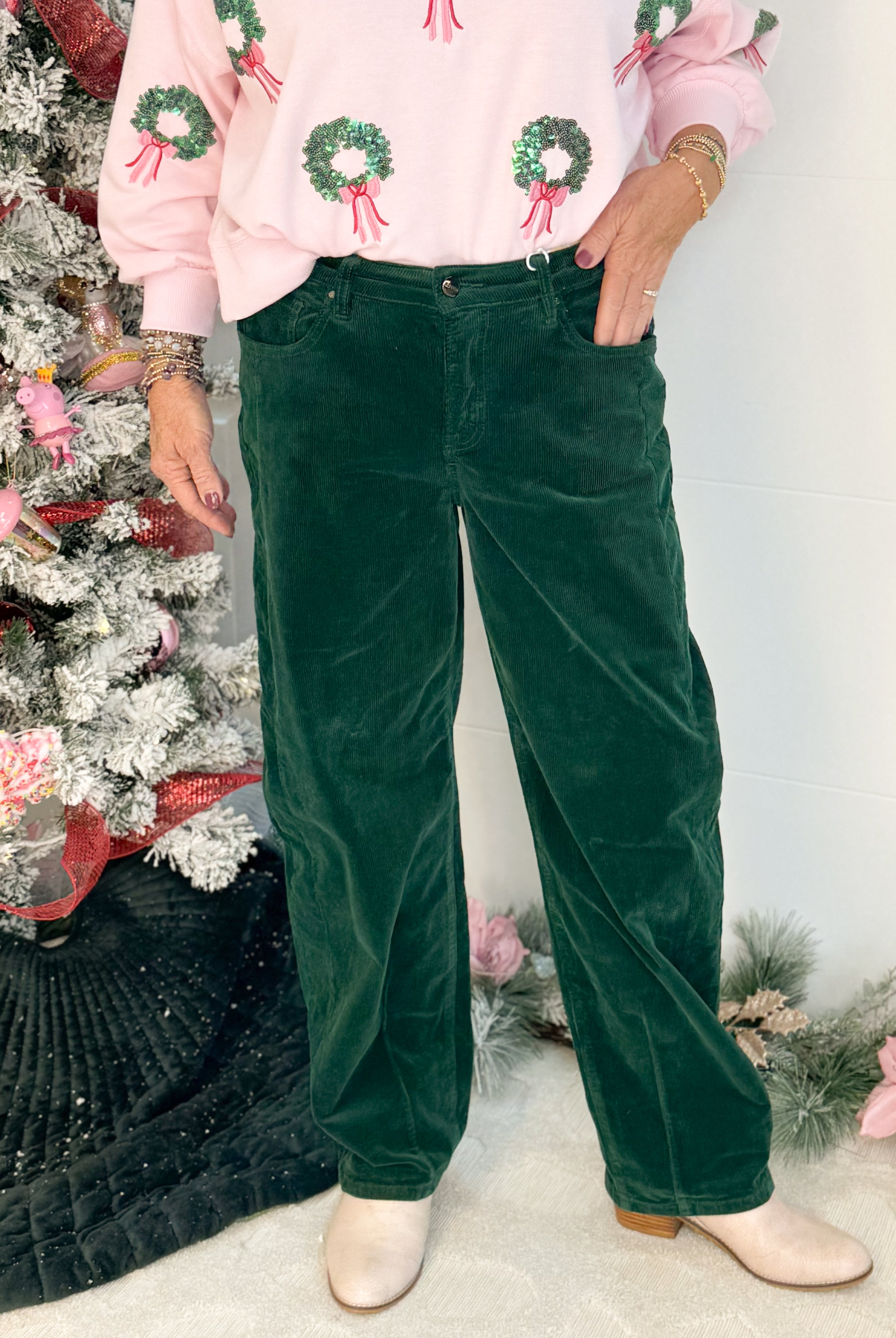 Risen High Rise Crop Barrel Leg Corduroy Pants-210 Jeans-Risen-The Lovely Closet, Women's Fashion Boutique in Alexandria, KY