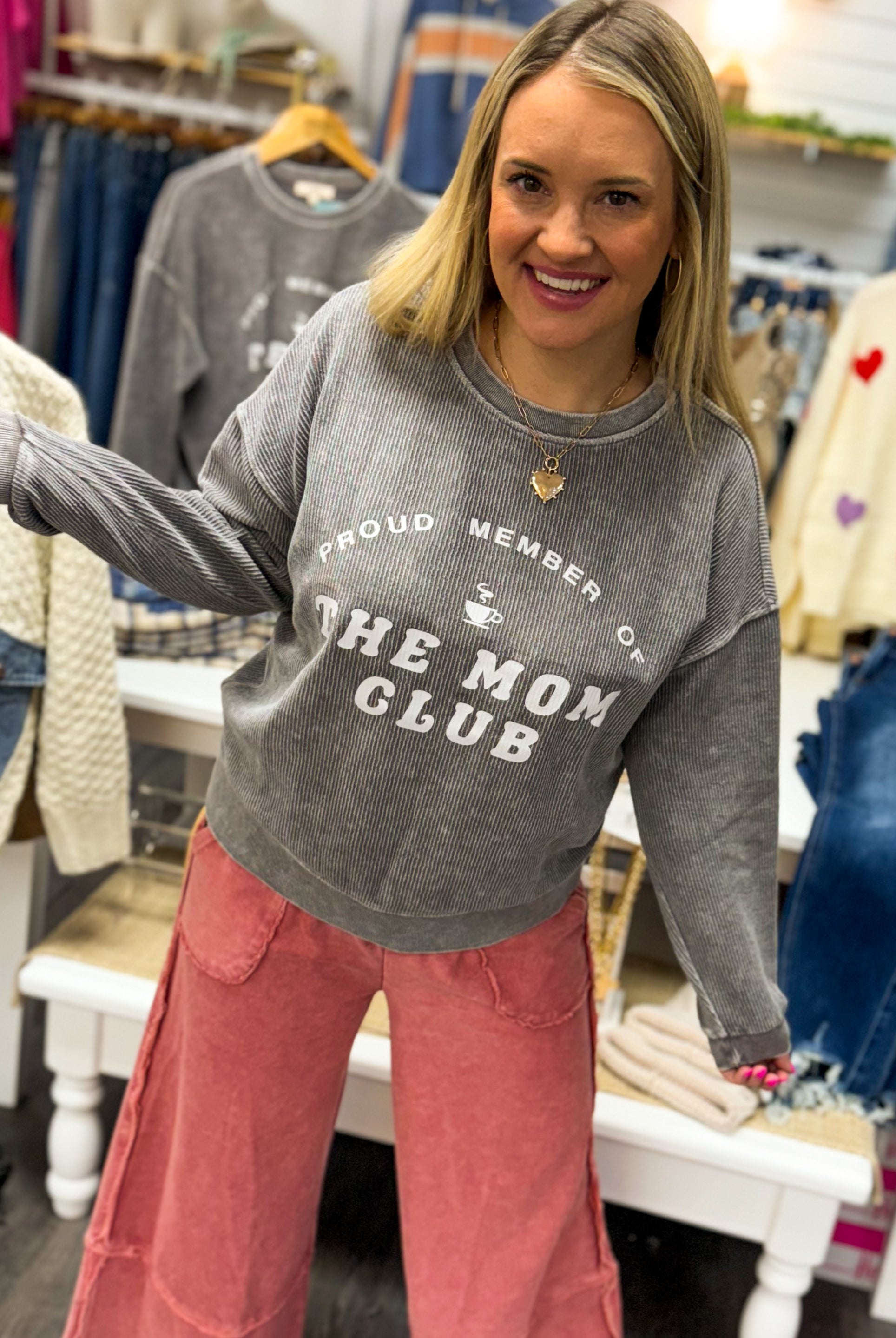 Mom Club Pullover-140 Sweaters-Blu Pepper-The Lovely Closet, Women's Fashion Boutique in Alexandria, KY