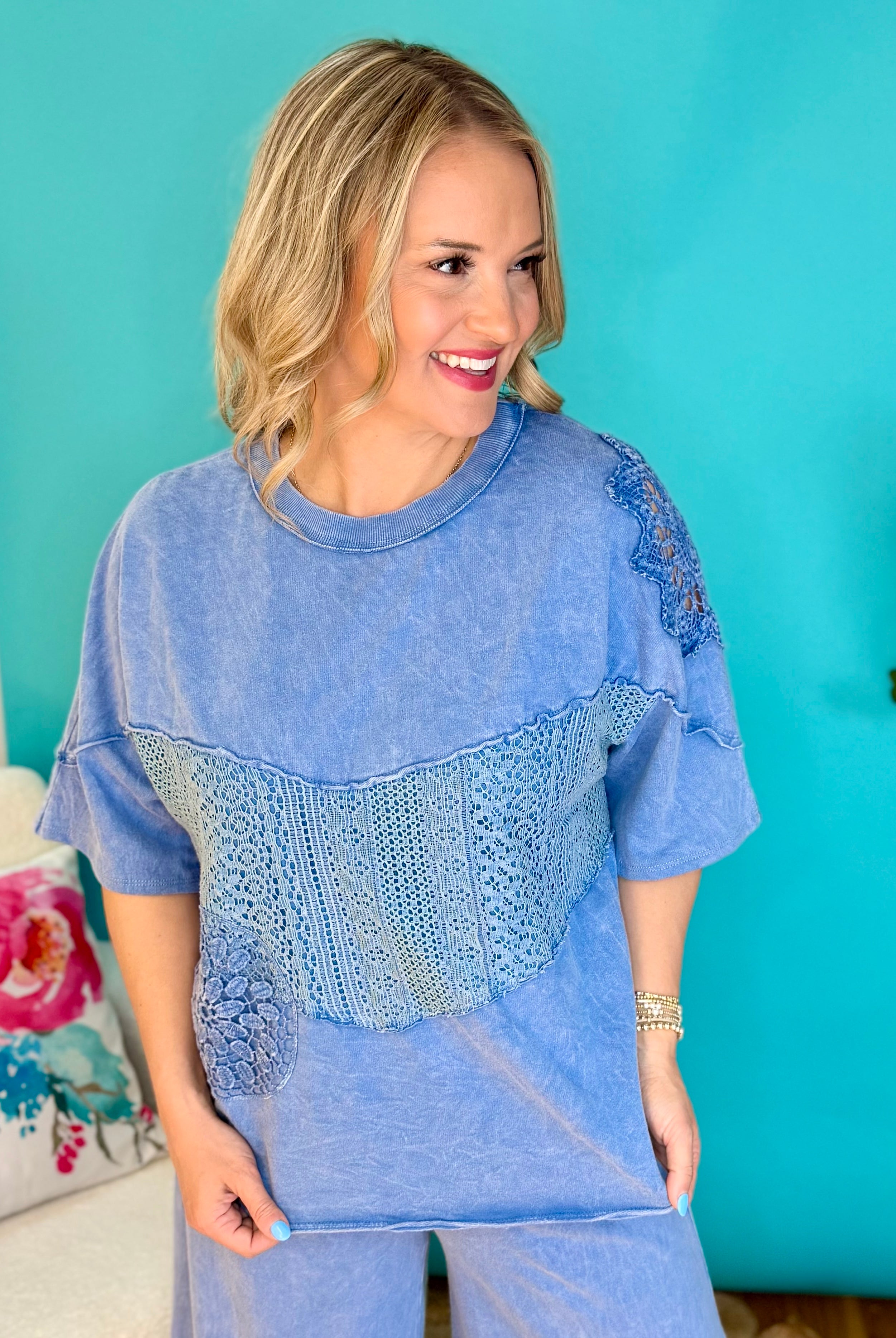 Lace Crochet Short Sleeve Top-100 Short Sleeve Tops-J.Her-The Lovely Closet, Women's Fashion Boutique in Alexandria, KY