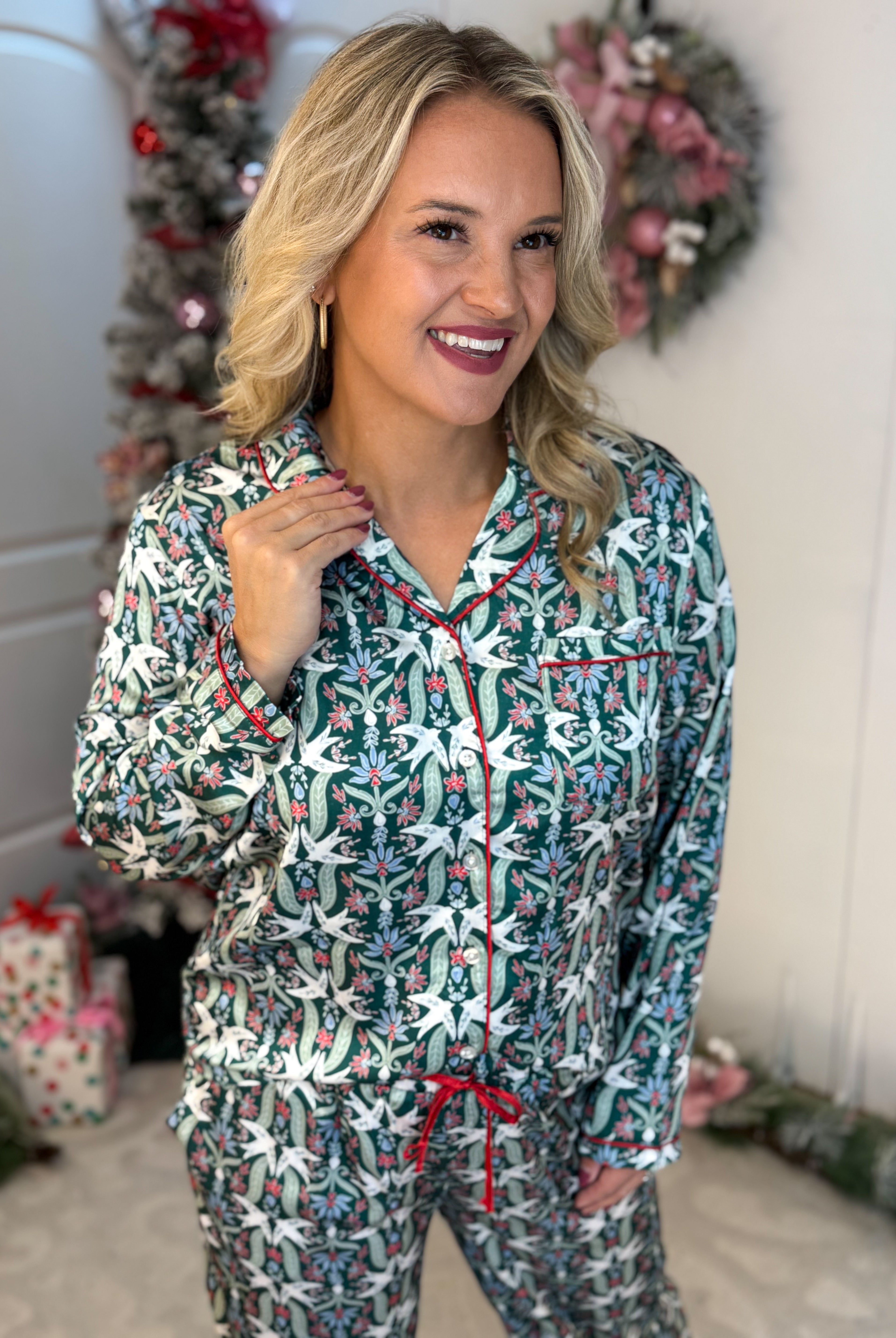 Mary Square Gossamer Wings Charlotte Satin Pant Set-350 Holiday-Mary Square-The Lovely Closet, Women's Fashion Boutique in Alexandria, KY