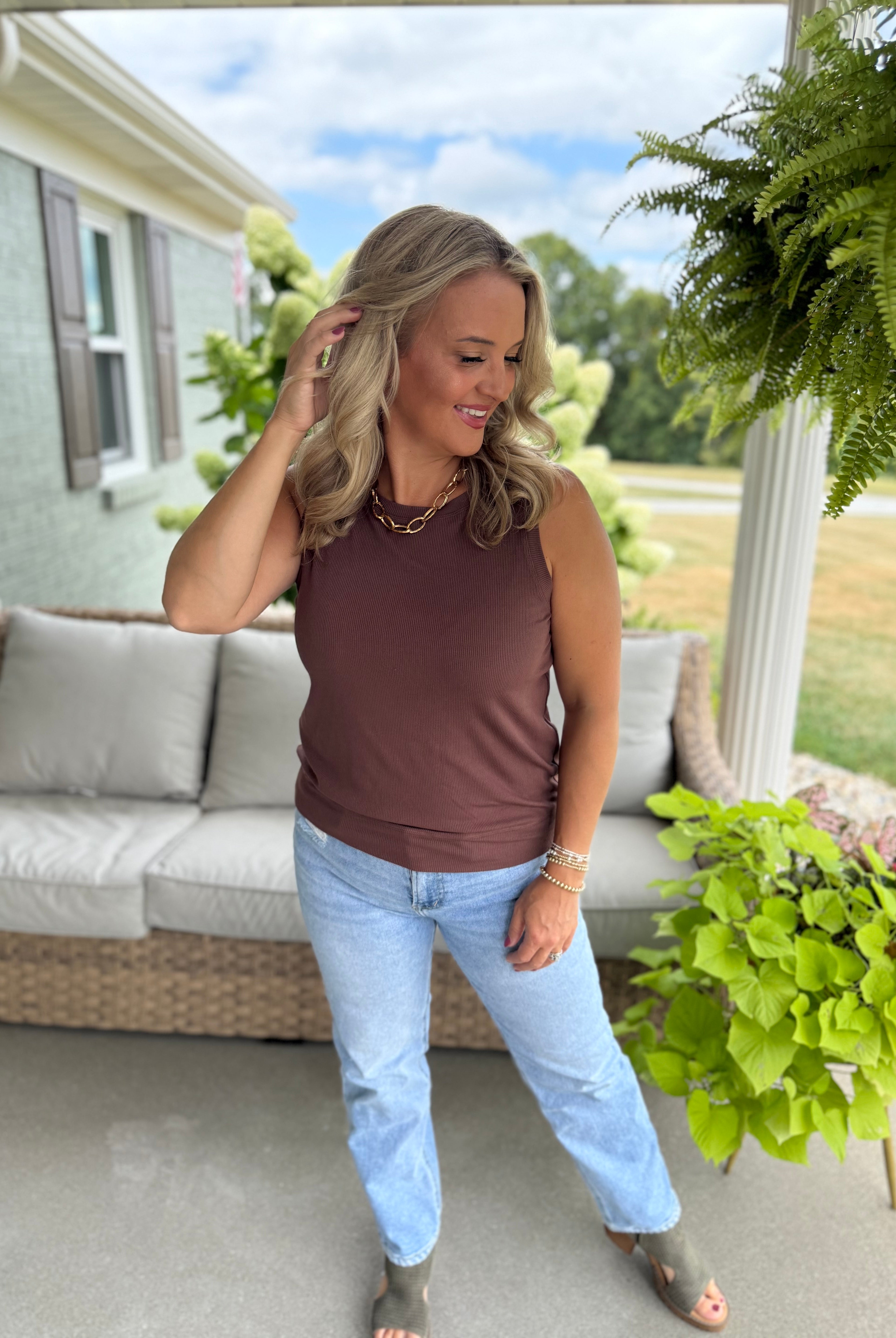 Elevated Ribbed Tank Top-120 Sleeveless Tops-Yelete-The Lovely Closet, Women's Fashion Boutique in Alexandria, KY