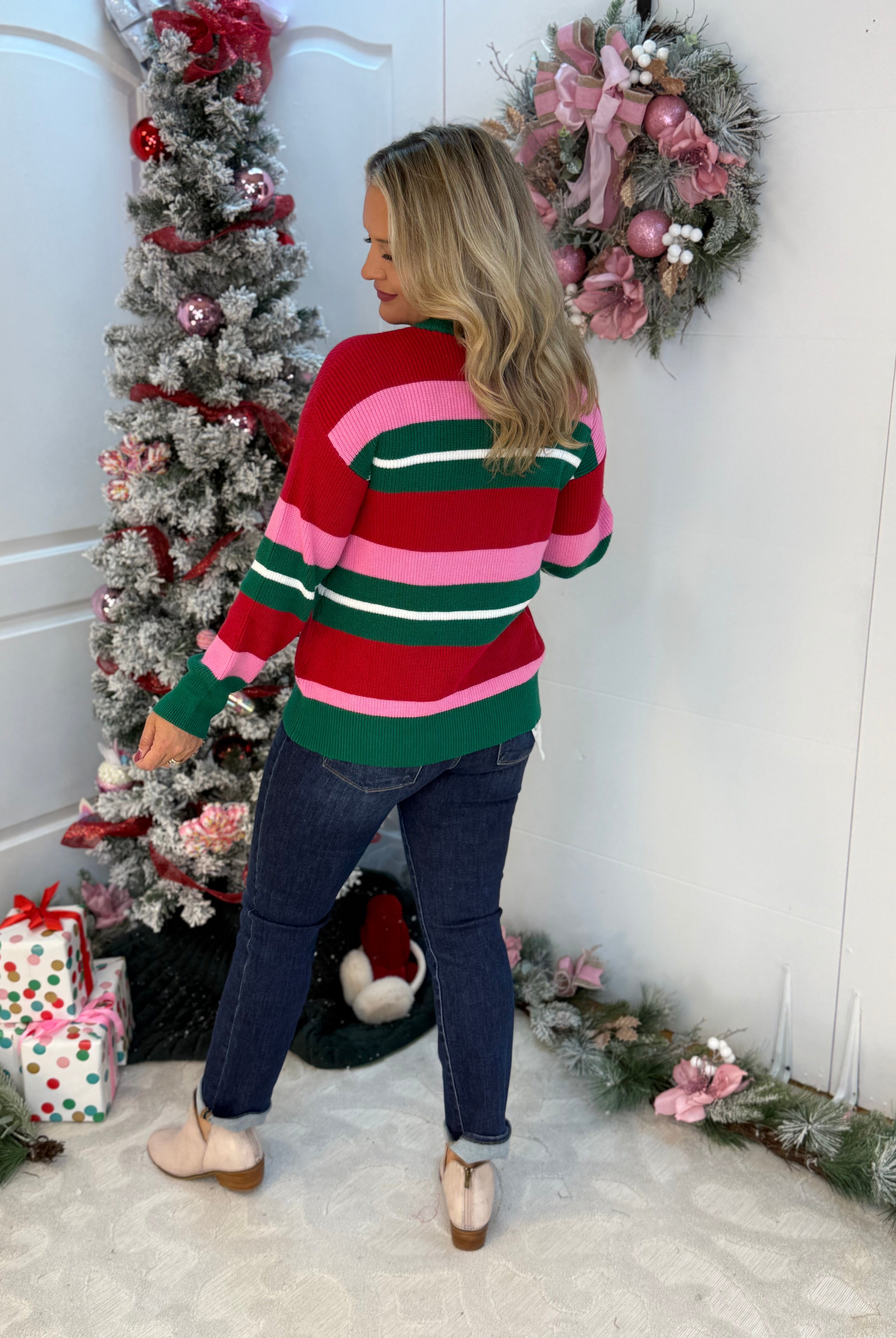 Logan Holiday Striped Sweater-350 Holiday-Mary Square-The Lovely Closet, Women's Fashion Boutique in Alexandria, KY