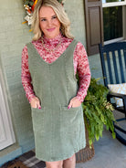 Maple Lane Overall Mini Dress - Olive-180 Dresses-Anniewear-The Lovely Closet, Women's Fashion Boutique in Alexandria, KY