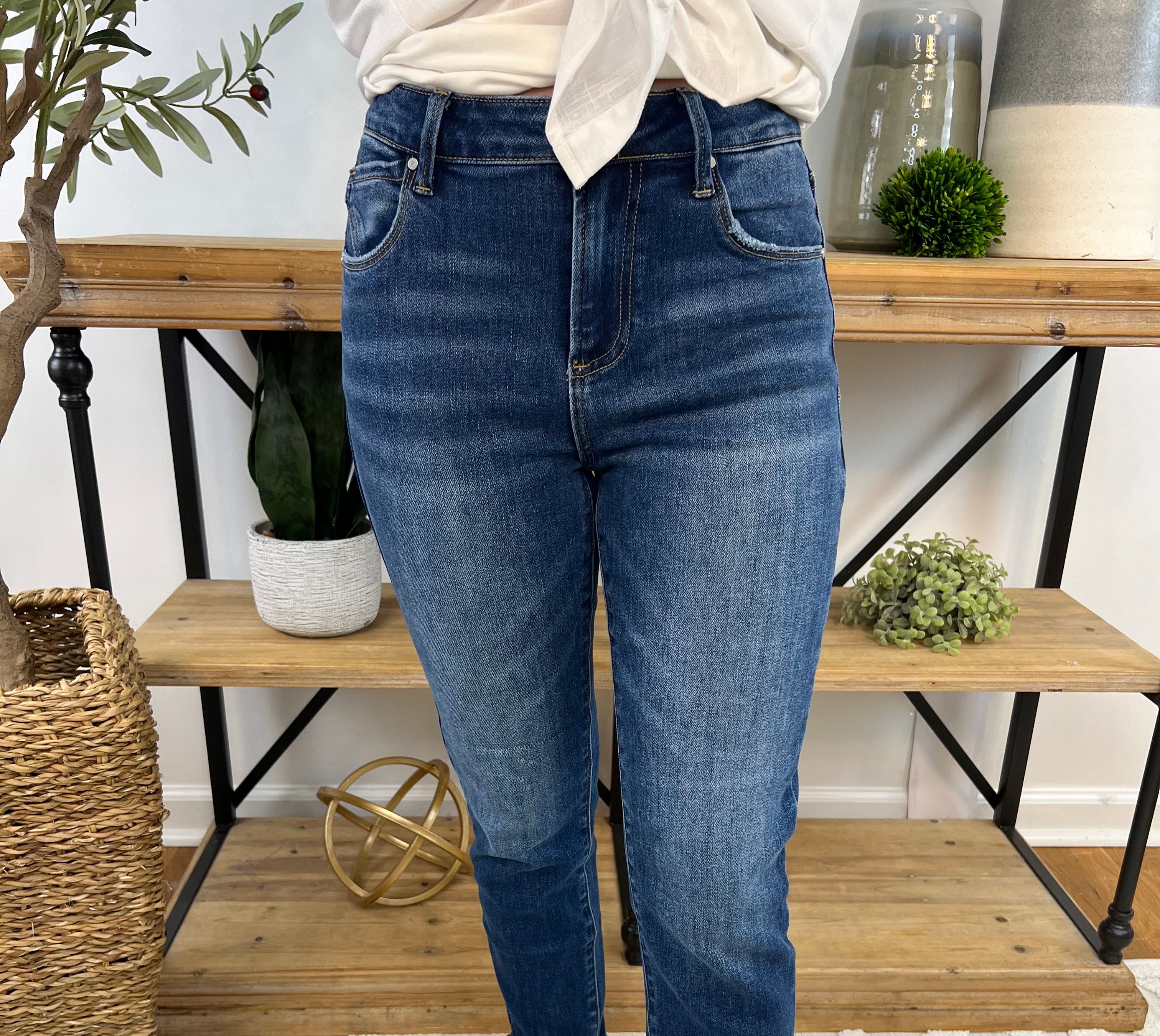 FLASH SALE - RISEN - High Rise Rolled Up Relaxed Skinny-210 Jeans-Risen-The Lovely Closet, Women's Fashion Boutique in Alexandria, KY