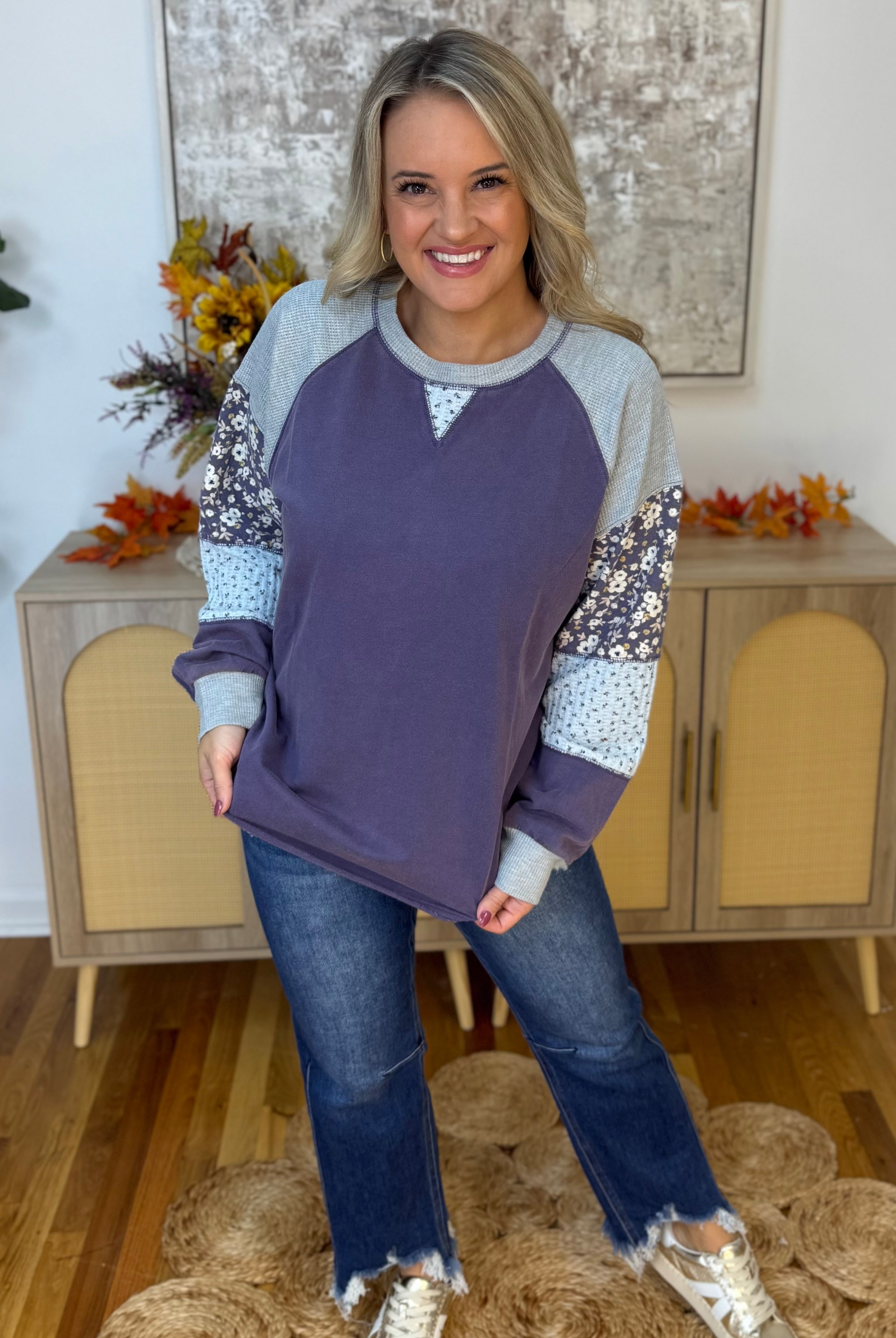 Harvest Wishes Pullover - Violet-110 Long Sleeve Top-easel-The Lovely Closet, Women's Fashion Boutique in Alexandria, KY