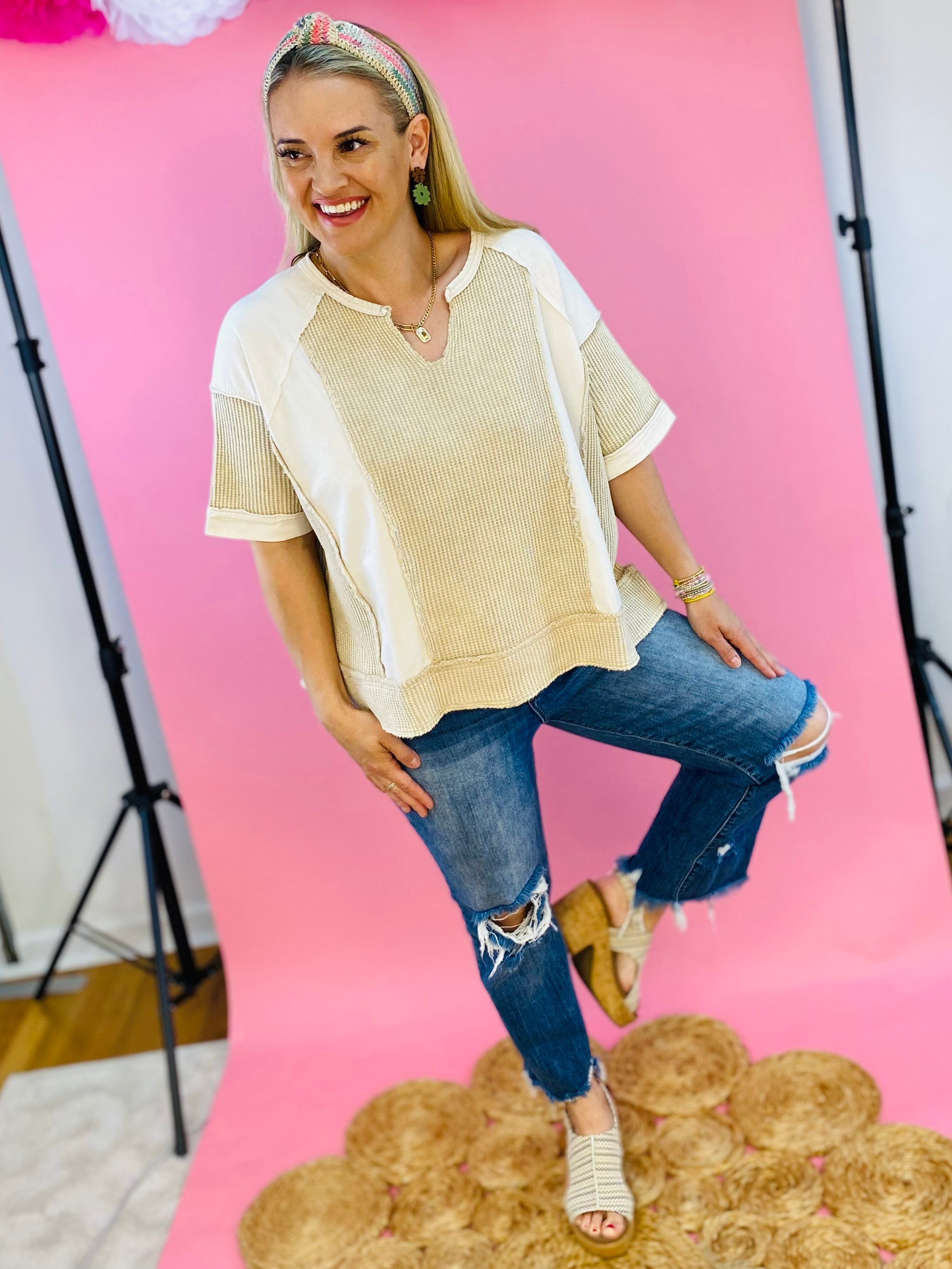 FINAL SALE Naturally Neutral Top-100 Short Sleeve Tops-Sage + Fig-The Lovely Closet, Women's Fashion Boutique in Alexandria, KY