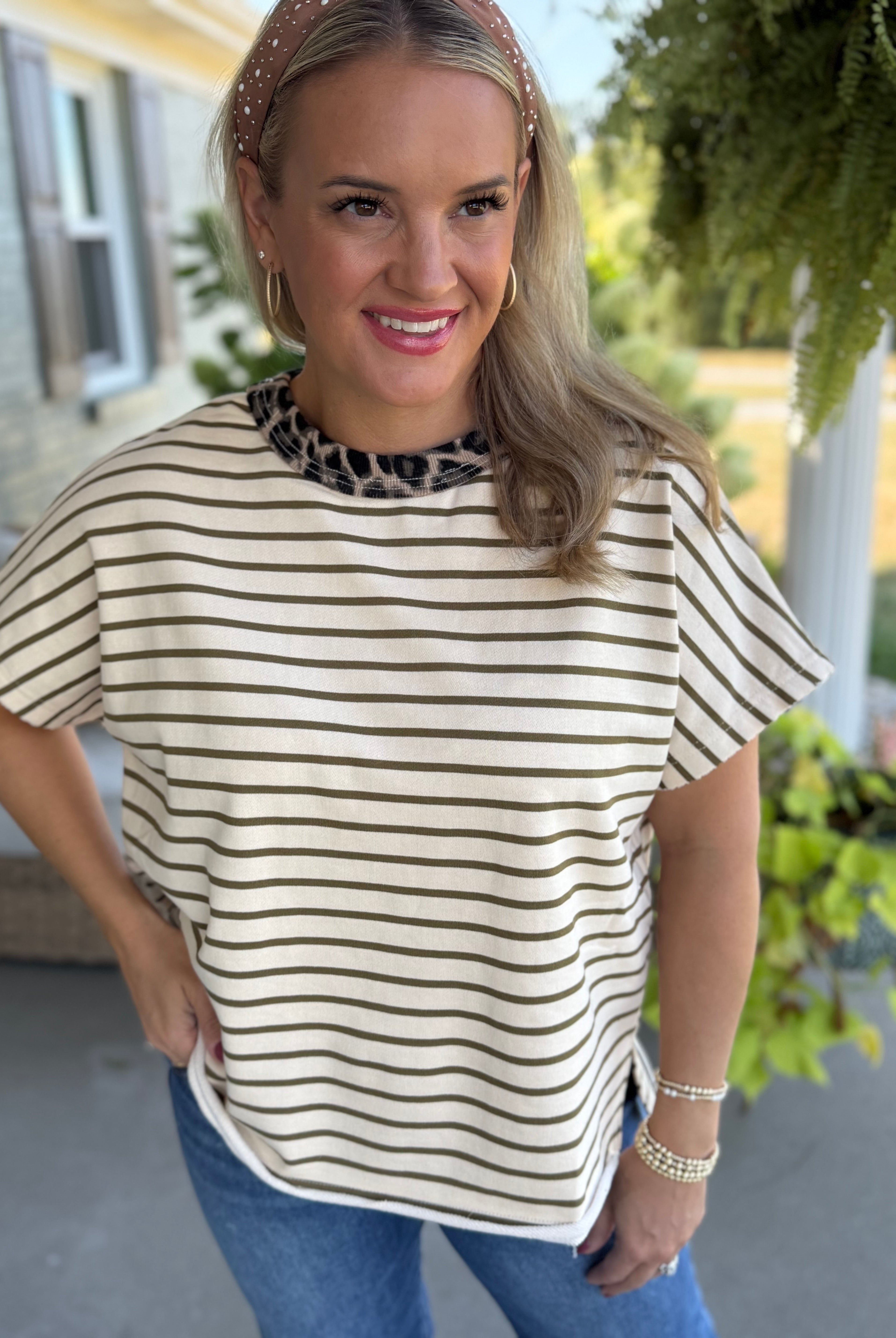 Falling for Leopard Elevated Short Sleeve Top-100 Short Sleeve Tops-Anniewear-The Lovely Closet, Women's Fashion Boutique in Alexandria, KY