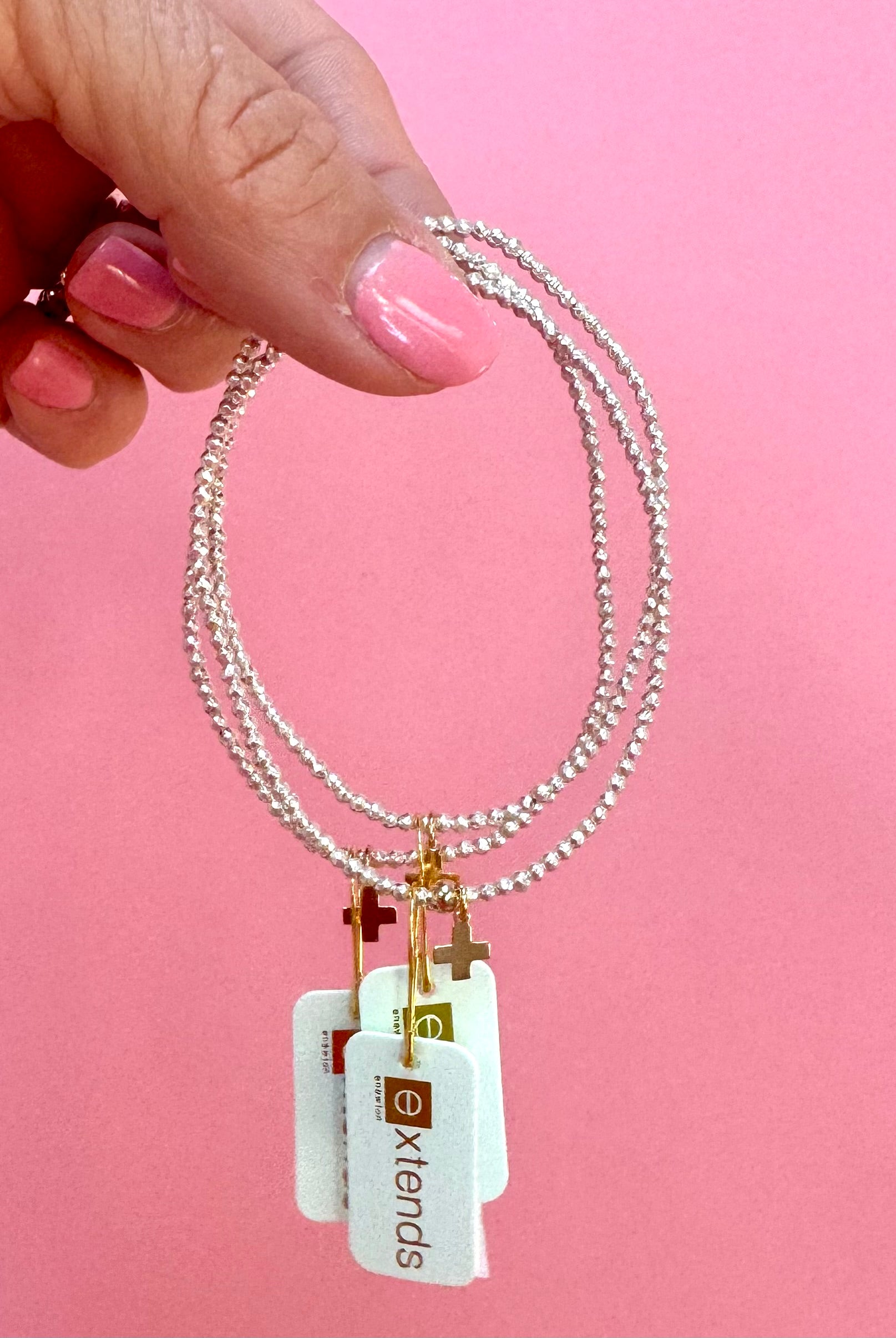 EXTENDS Bright Silver Hematite 2mm Signature Cross Charm-260 eNewton-eNewton-The Lovely Closet, Women's Fashion Boutique in Alexandria, KY