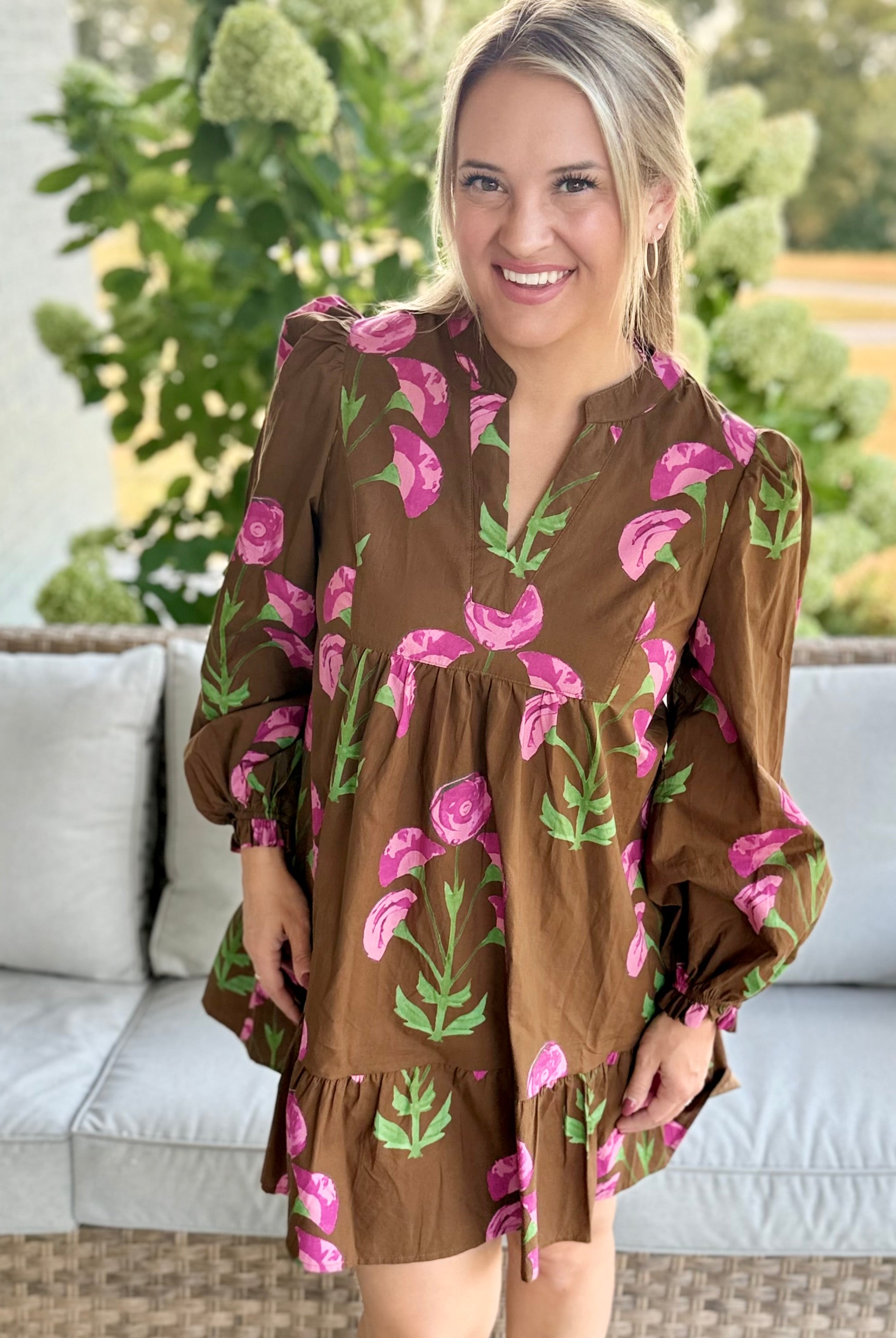 Falling Petals Floral Print Dress-180 Dresses-Umgee-The Lovely Closet, Women's Fashion Boutique in Alexandria, KY