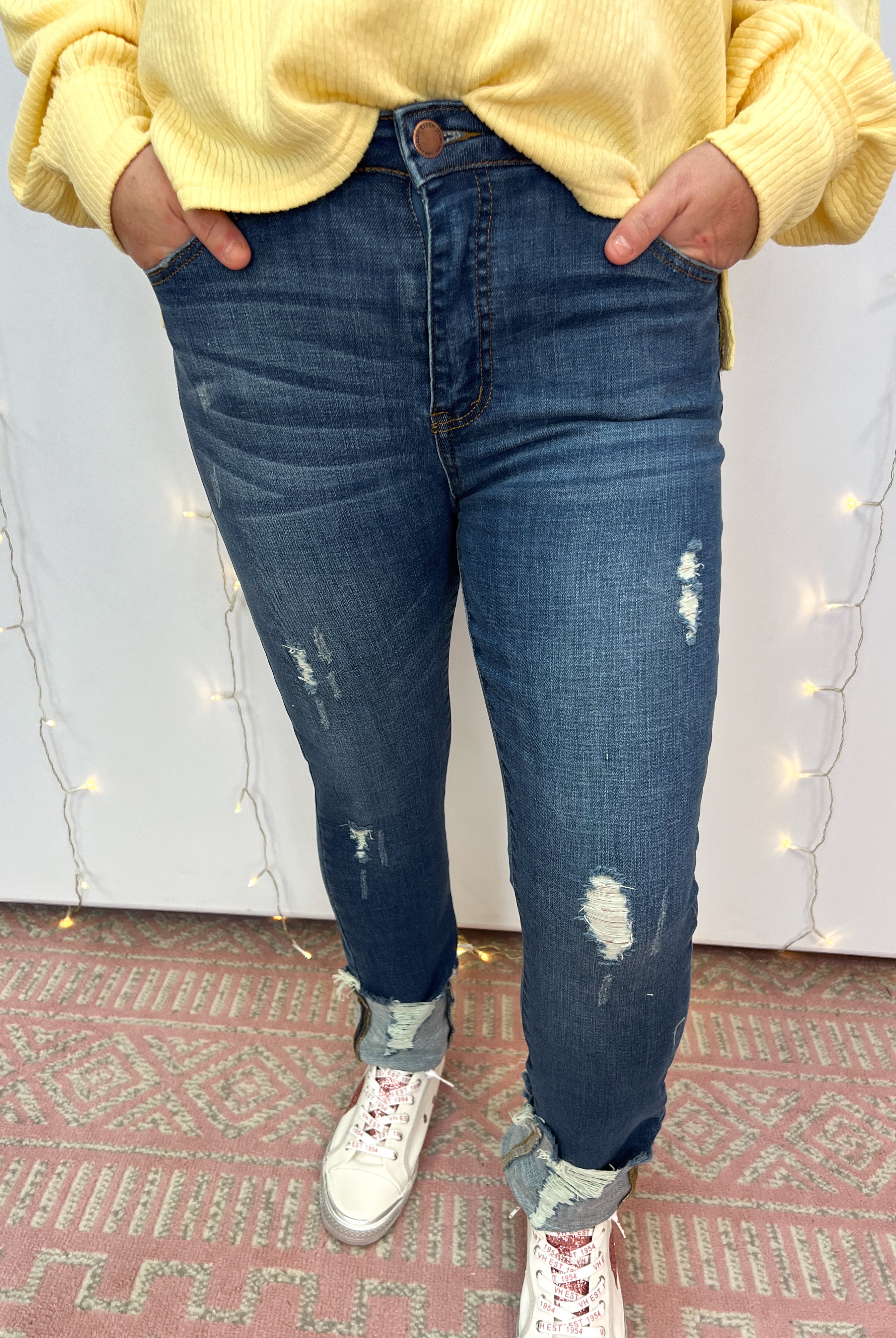 RISEN - Mid Rise Frayed Ankle Straight Jeans-210 Jeans-Risen-The Lovely Closet, Women's Fashion Boutique in Alexandria, KY