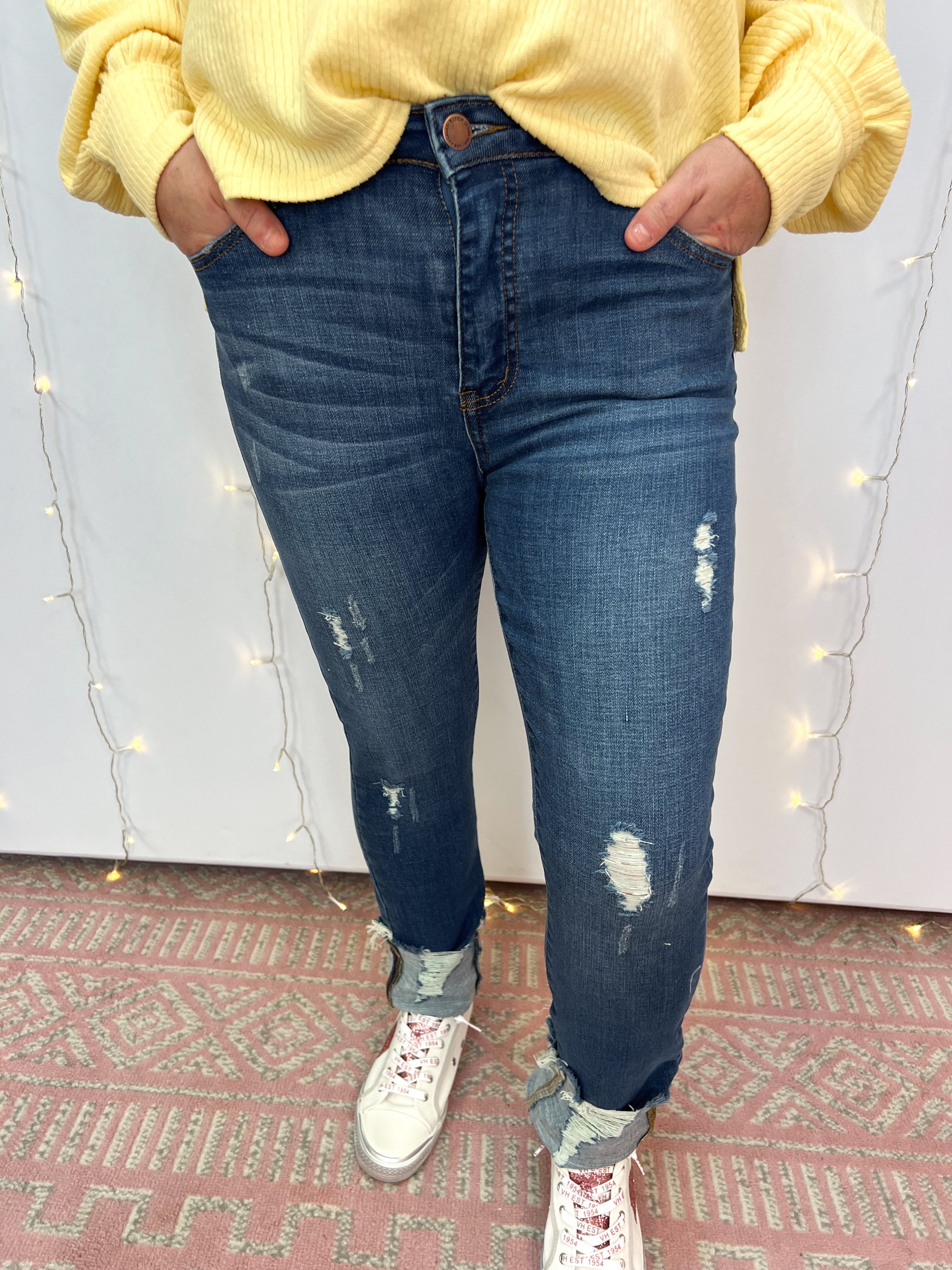 RISEN - Mid Rise Frayed Ankle Straight Jeans-210 Jeans-Risen-The Lovely Closet, Women's Fashion Boutique in Alexandria, KY