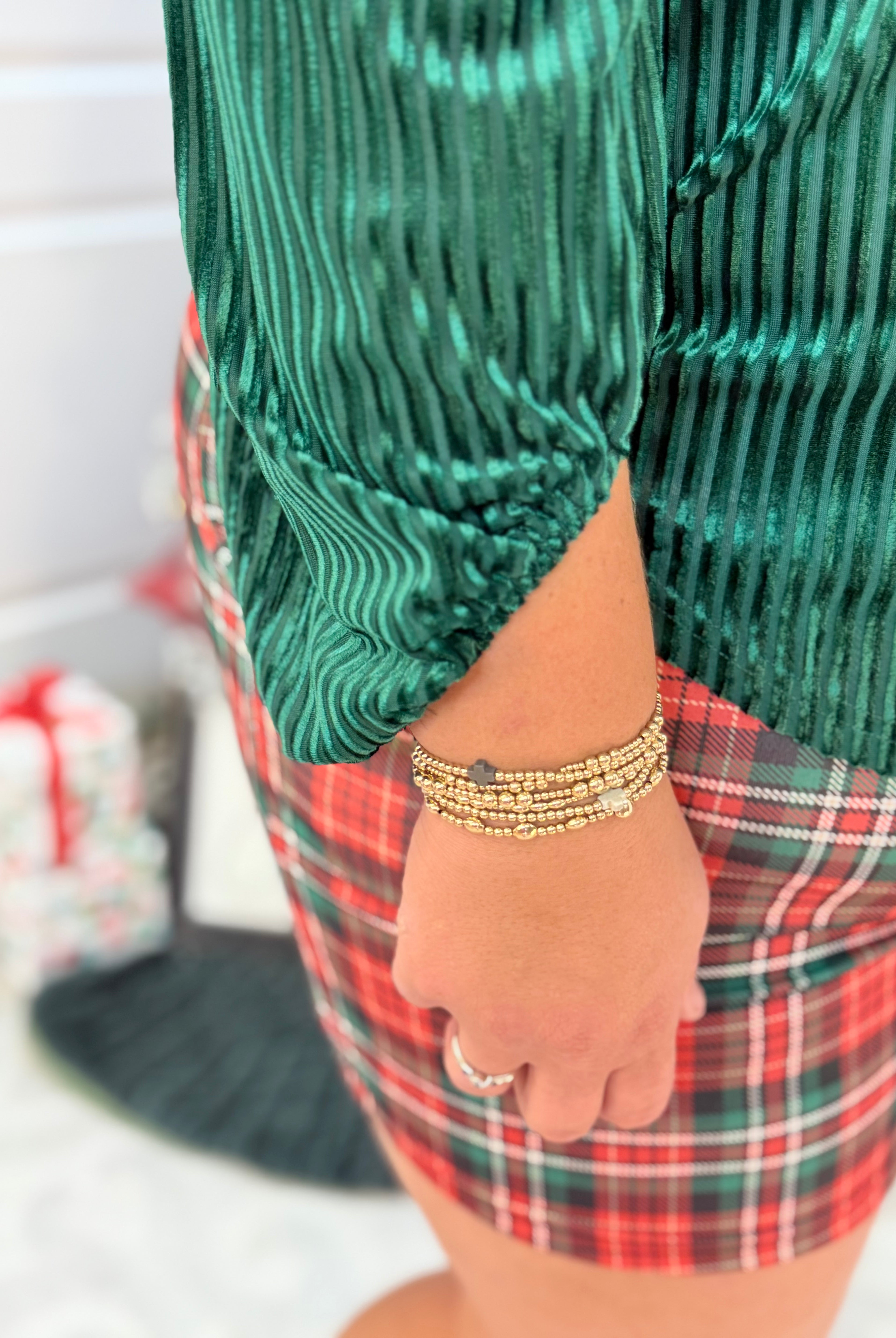 Jess Lea - Ivy Velvet Textured Top Green-110 Long Sleeve Top-Jess Lea-The Lovely Closet, Women's Fashion Boutique in Alexandria, KY