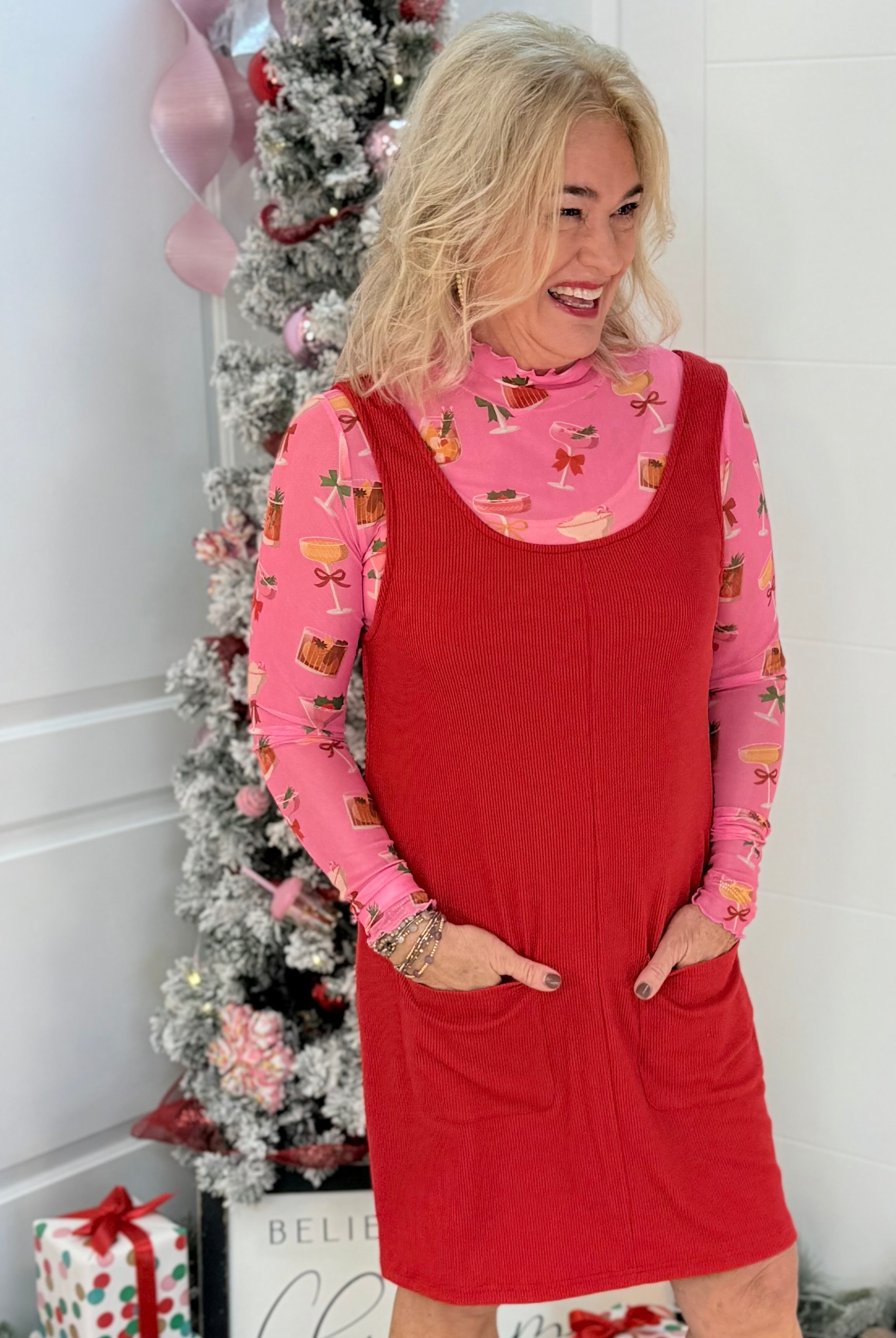 Jess Lea - Keigan Mesh Top - Holiday Drinks-110 Long Sleeve Top-Jess Lea-The Lovely Closet, Women's Fashion Boutique in Alexandria, KY