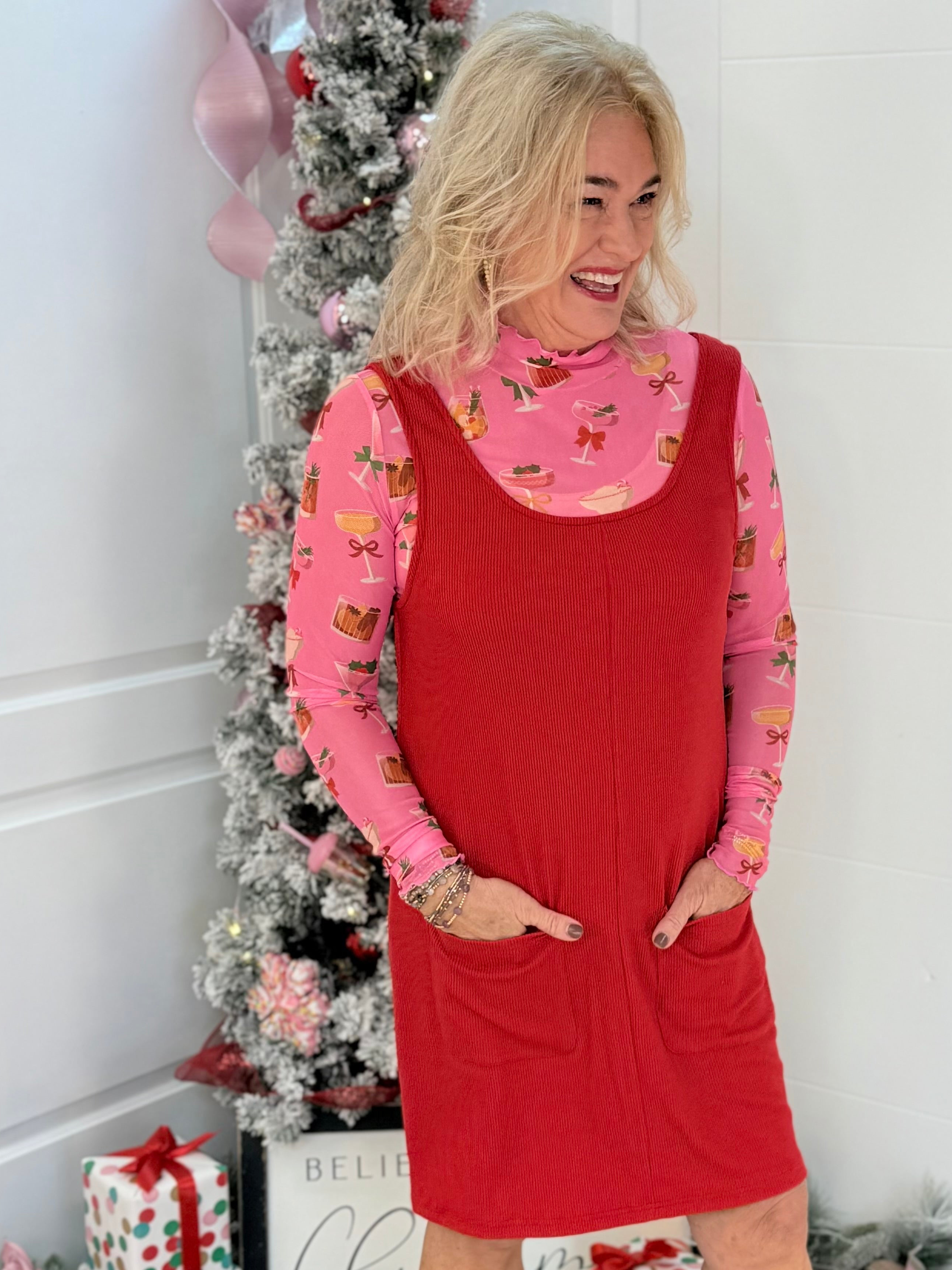 Jess Lea - Keigan Mesh Top - Holiday Drinks-110 Long Sleeve Top-Jess Lea-The Lovely Closet, Women's Fashion Boutique in Alexandria, KY