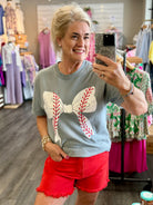 Baseball Bow Graphic T-130 Graphics-The Lovely Closet-The Lovely Closet, Women's Fashion Boutique in Alexandria, KY