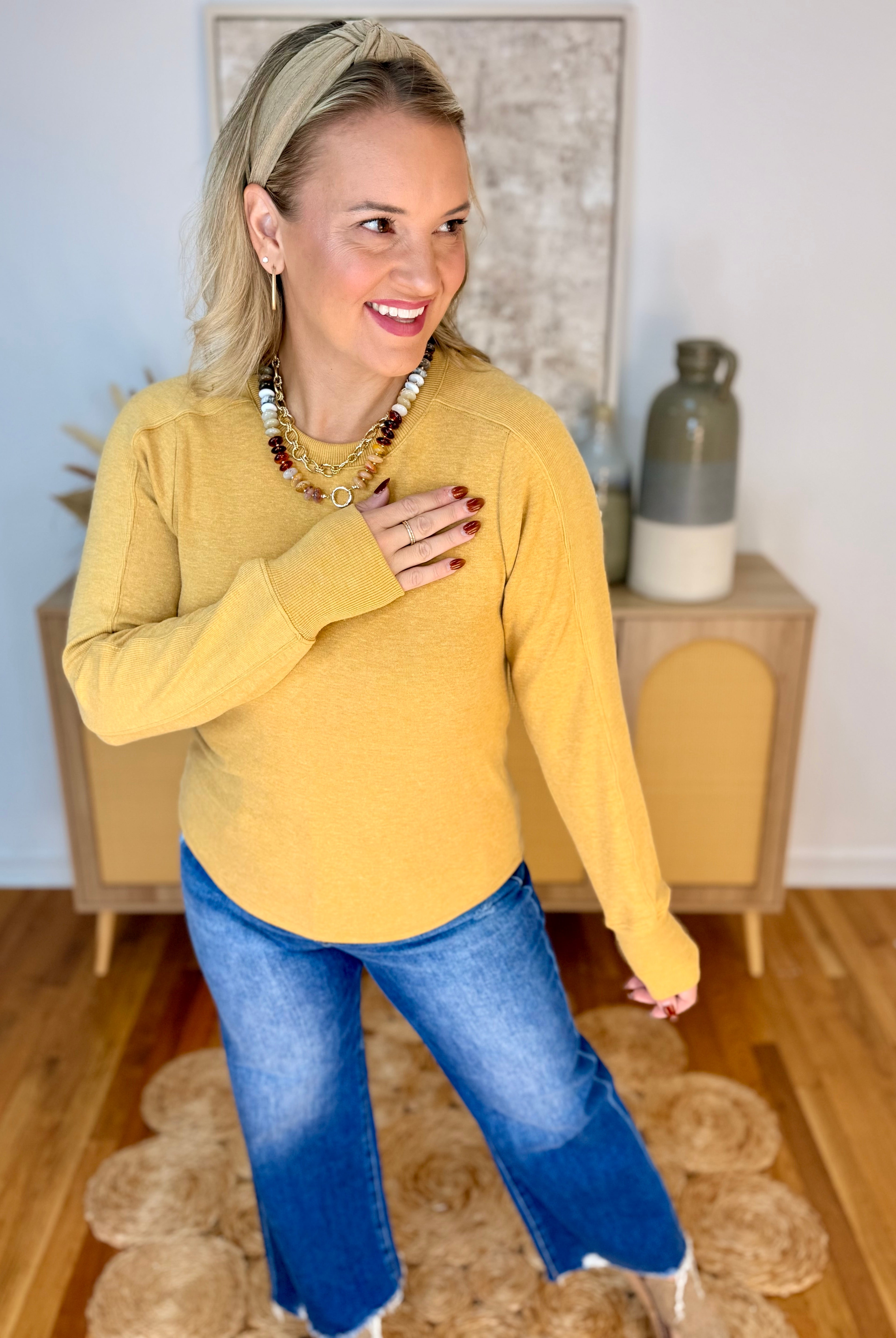 Golden Girl Long Sleeve Top-110 Long Sleeve Top-Staccato-The Lovely Closet, Women's Fashion Boutique in Alexandria, KY