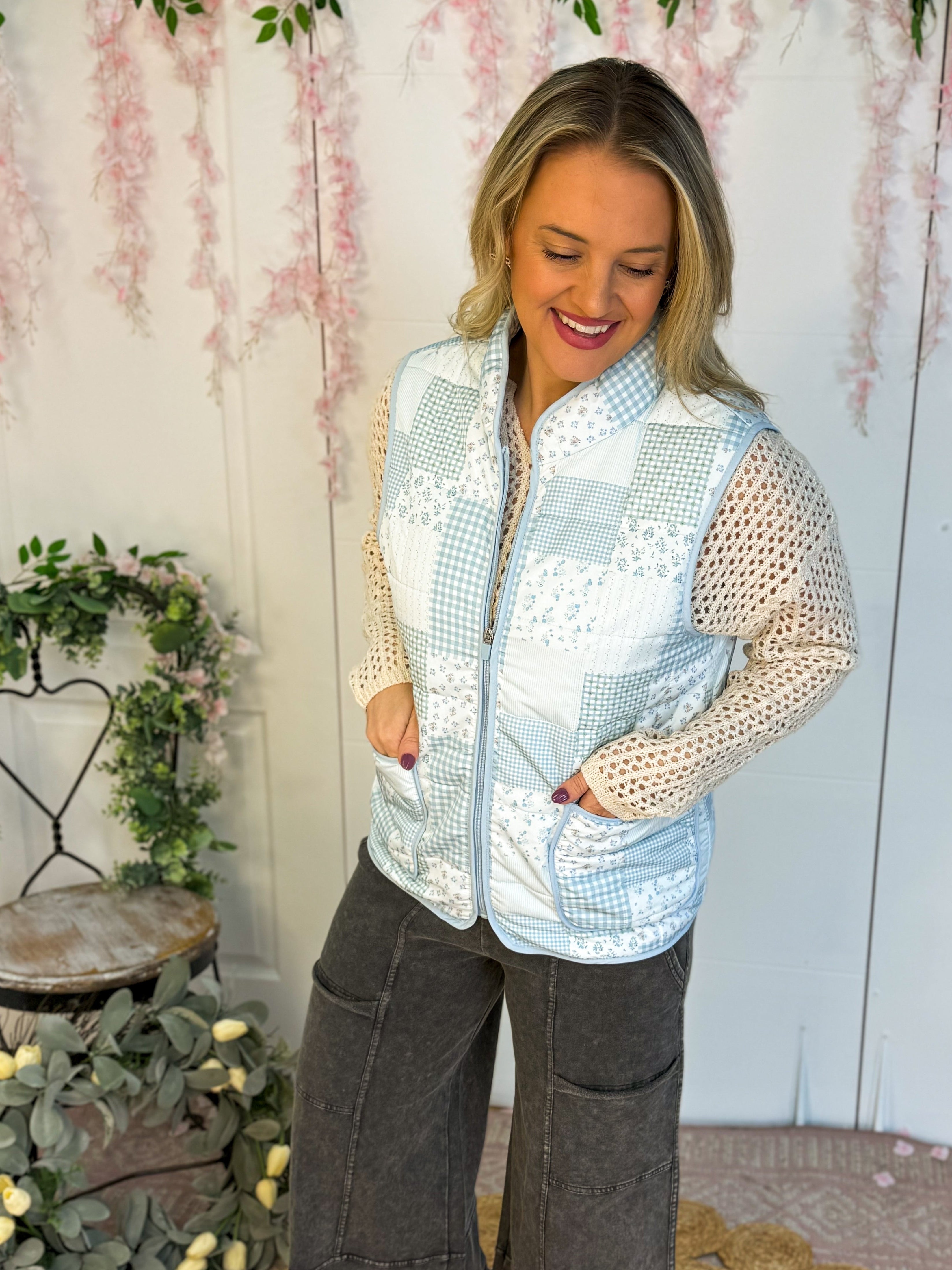 FINAL SALE - Winter Blues Vest-The Lovely Closet-The Lovely Closet, Women's Fashion Boutique in Alexandria, KY