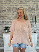 Surf and Sand Short Sleeve Sweater-Sweaters-The Lovely Closet-The Lovely Closet, Women's Fashion Boutique in Alexandria, KY