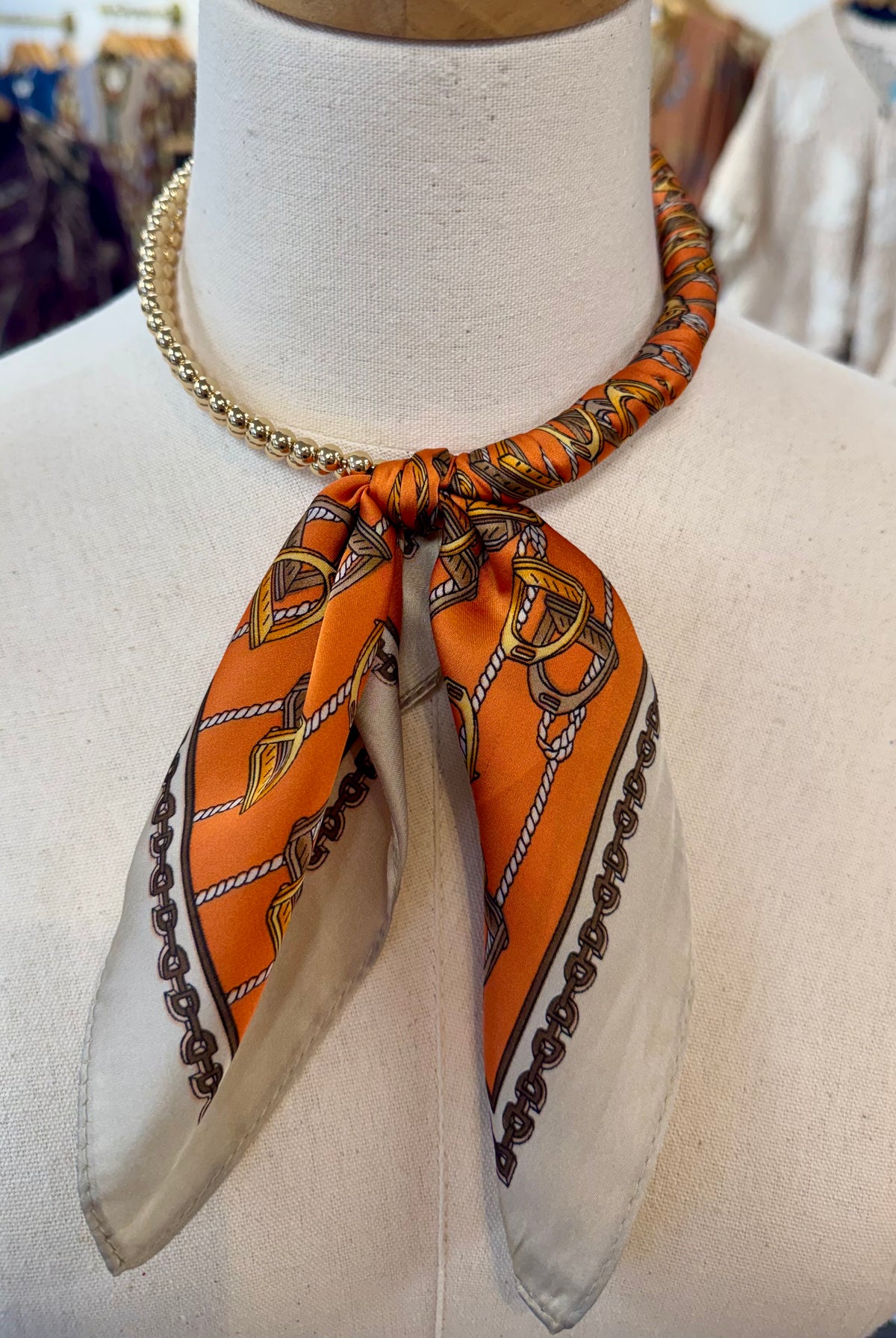 Scarf Collar Necklace - Orange-280 Accessories-Golden Stella-The Lovely Closet, Women's Fashion Boutique in Alexandria, KY