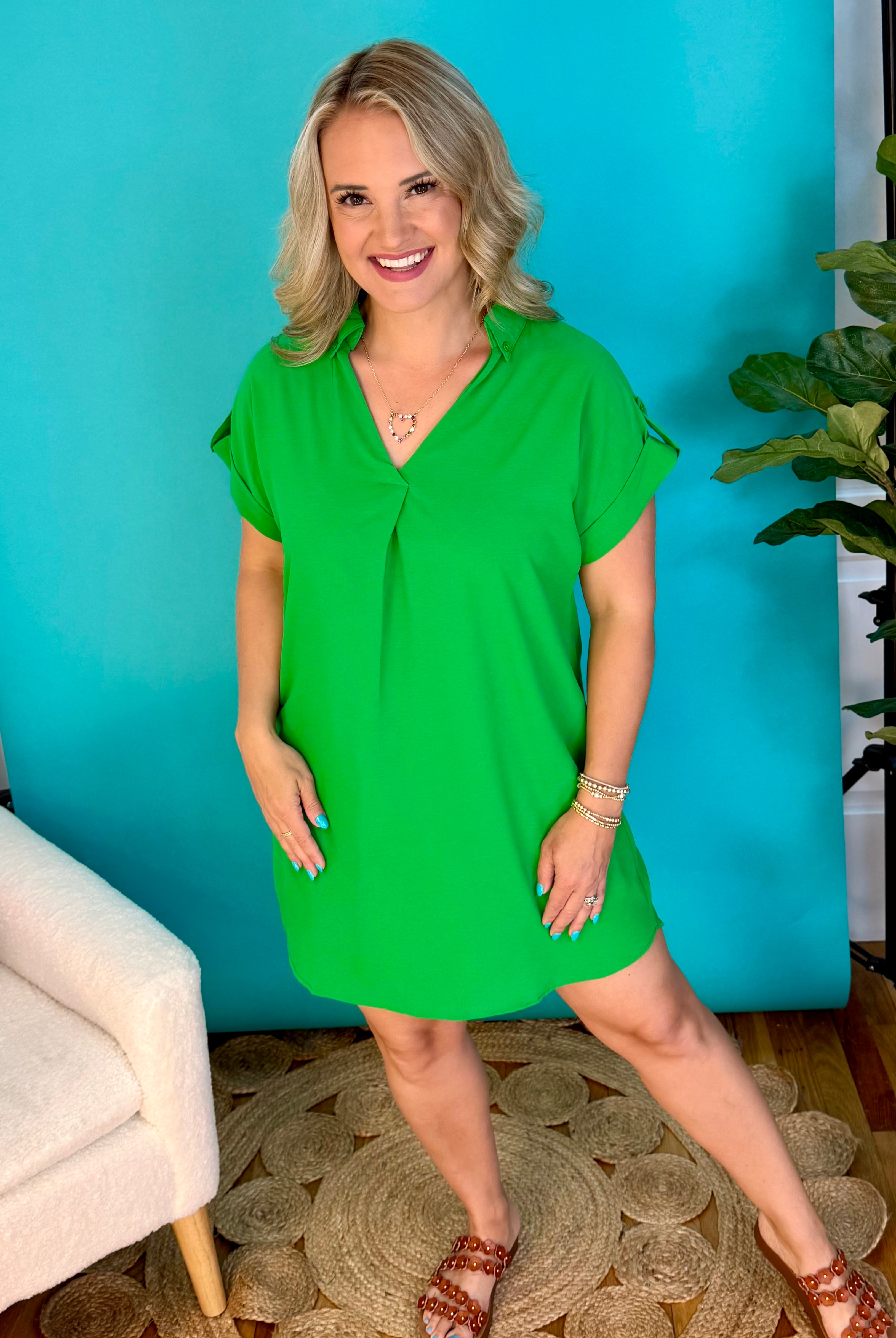 Comfortably Chic Dress - Green-180 Dresses-Carole Christian-The Lovely Closet, Women's Fashion Boutique in Alexandria, KY