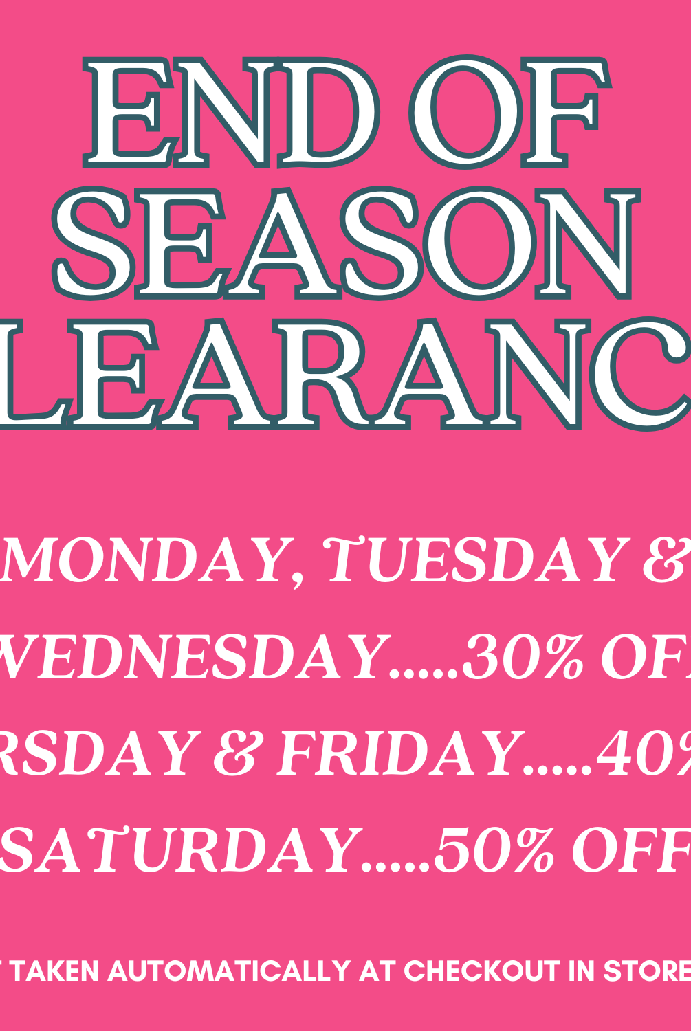 END OF SEASON CLEARANCE DETAILS-The Lovely Closet-The Lovely Closet, Women's Fashion Boutique in Alexandria, KY