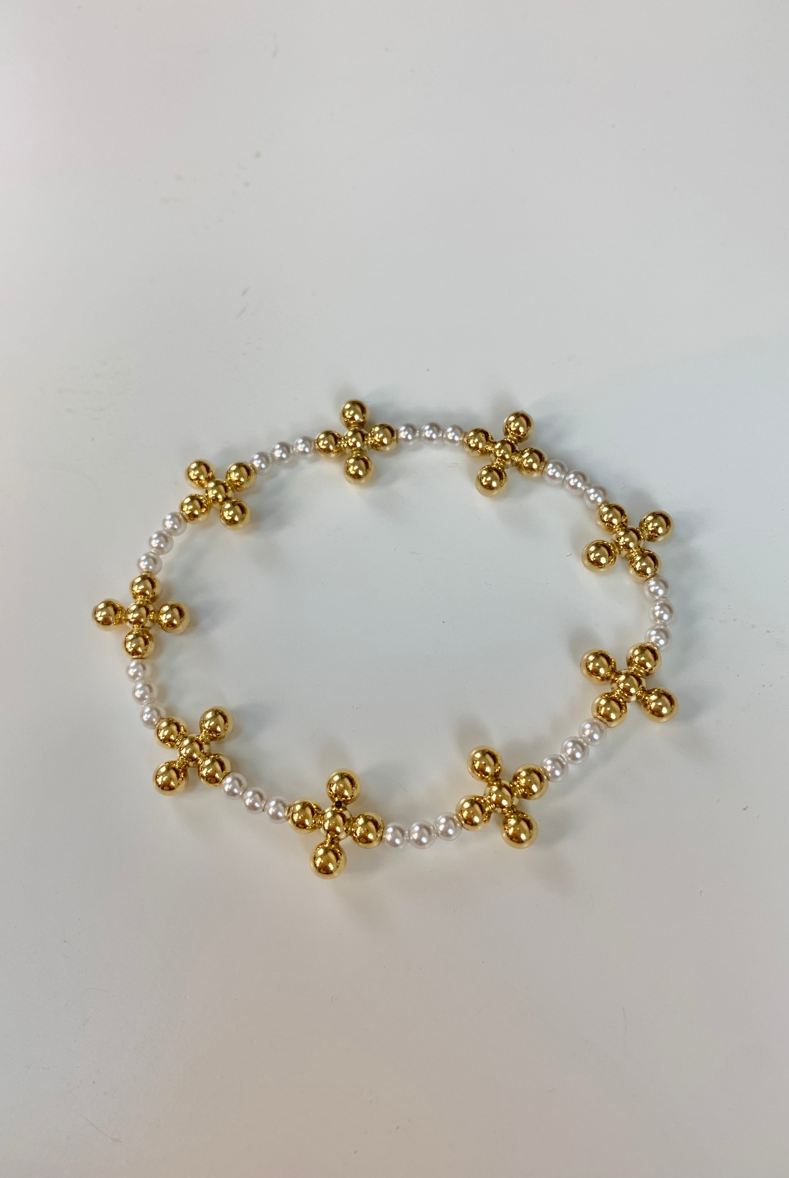 3mm Pearl Signature Cross 4mm Bracelet-260 eNewton-eNewton-The Lovely Closet, Women's Fashion Boutique in Alexandria, KY