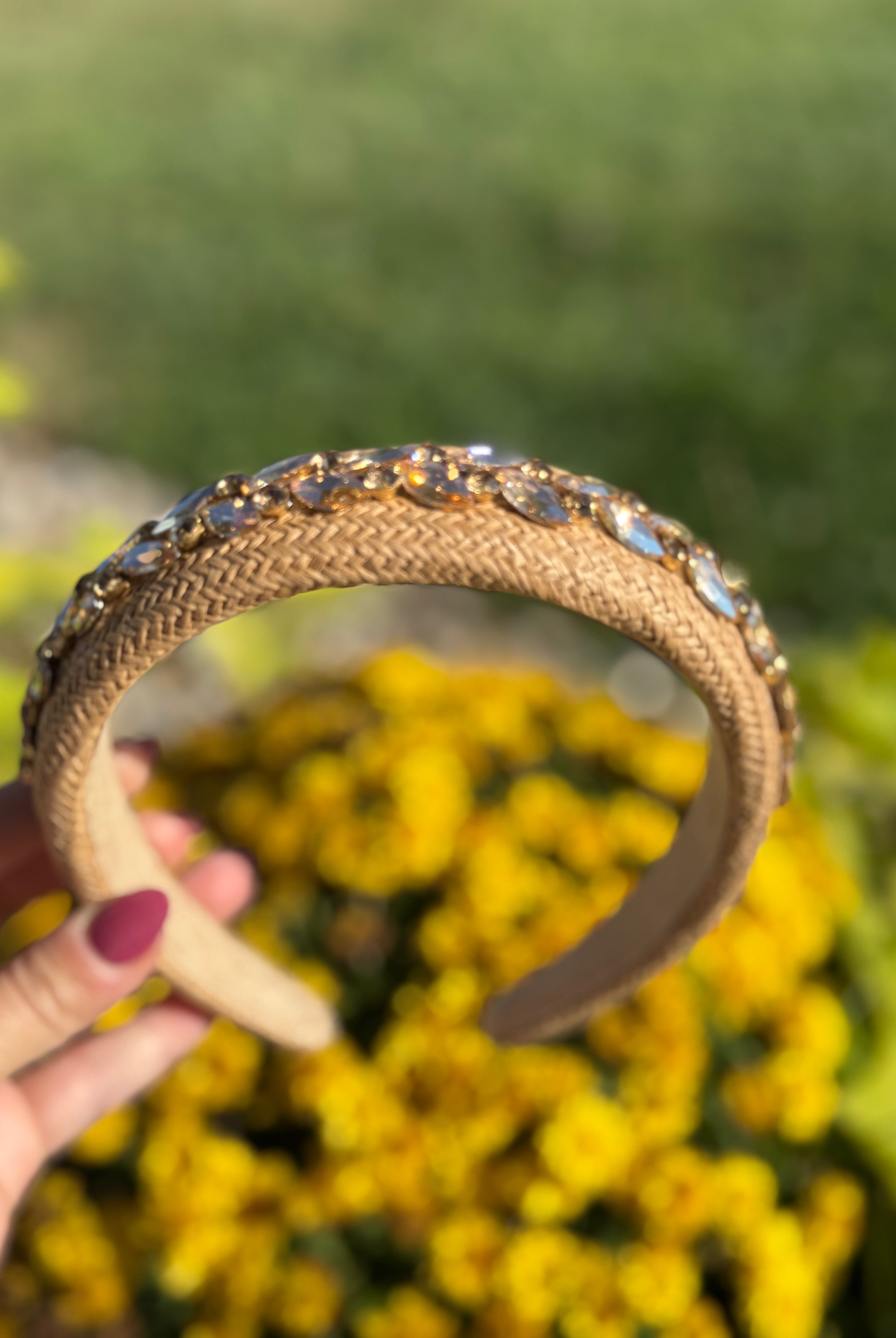Raffia and Rhinestone Headband-300 Headwear-The Lovely Closet-The Lovely Closet, Women's Fashion Boutique in Alexandria, KY
