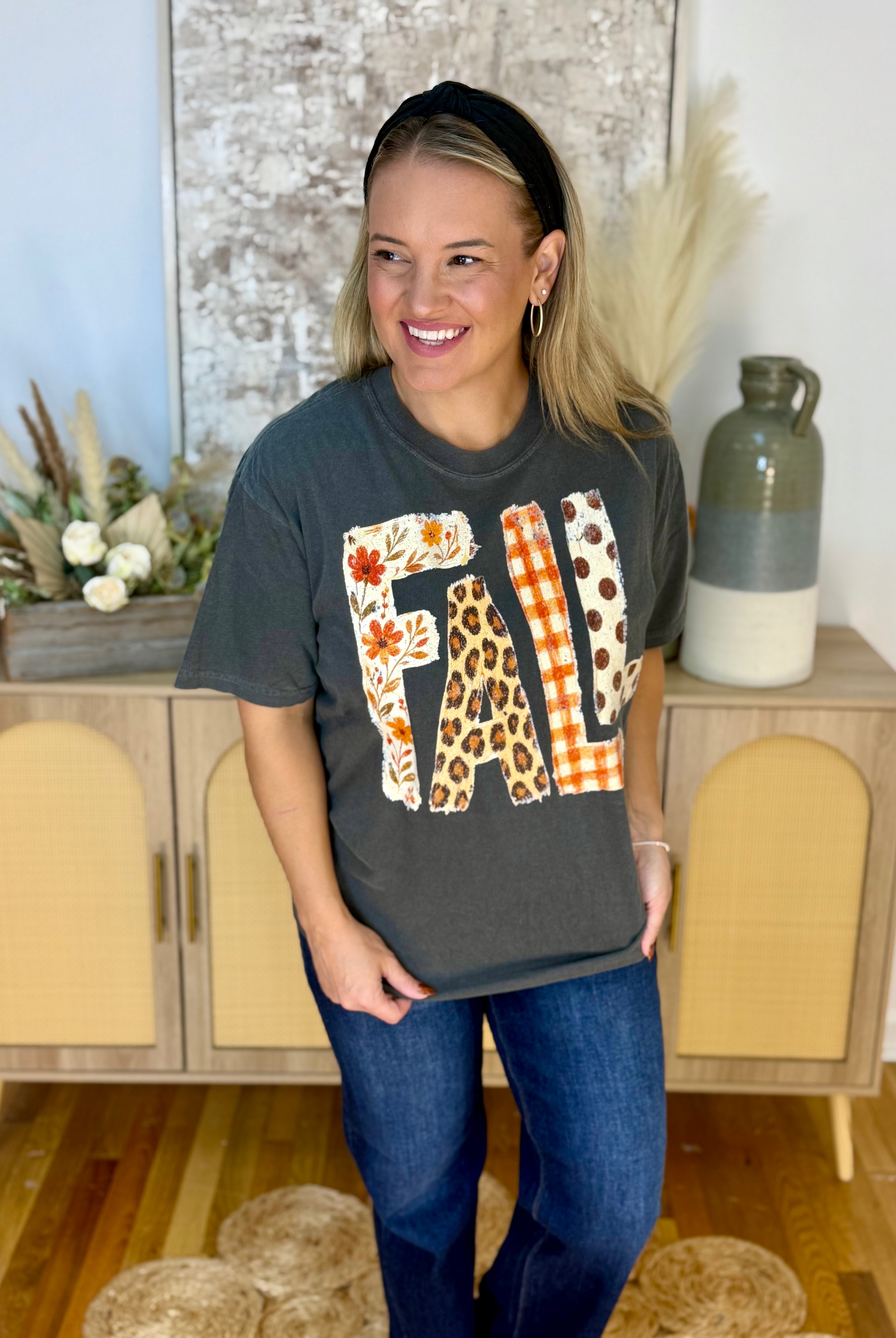Fall Multi Pattern Graphic T-Shirt-130 Graphics-The Lovely Closet-The Lovely Closet, Women's Fashion Boutique in Alexandria, KY