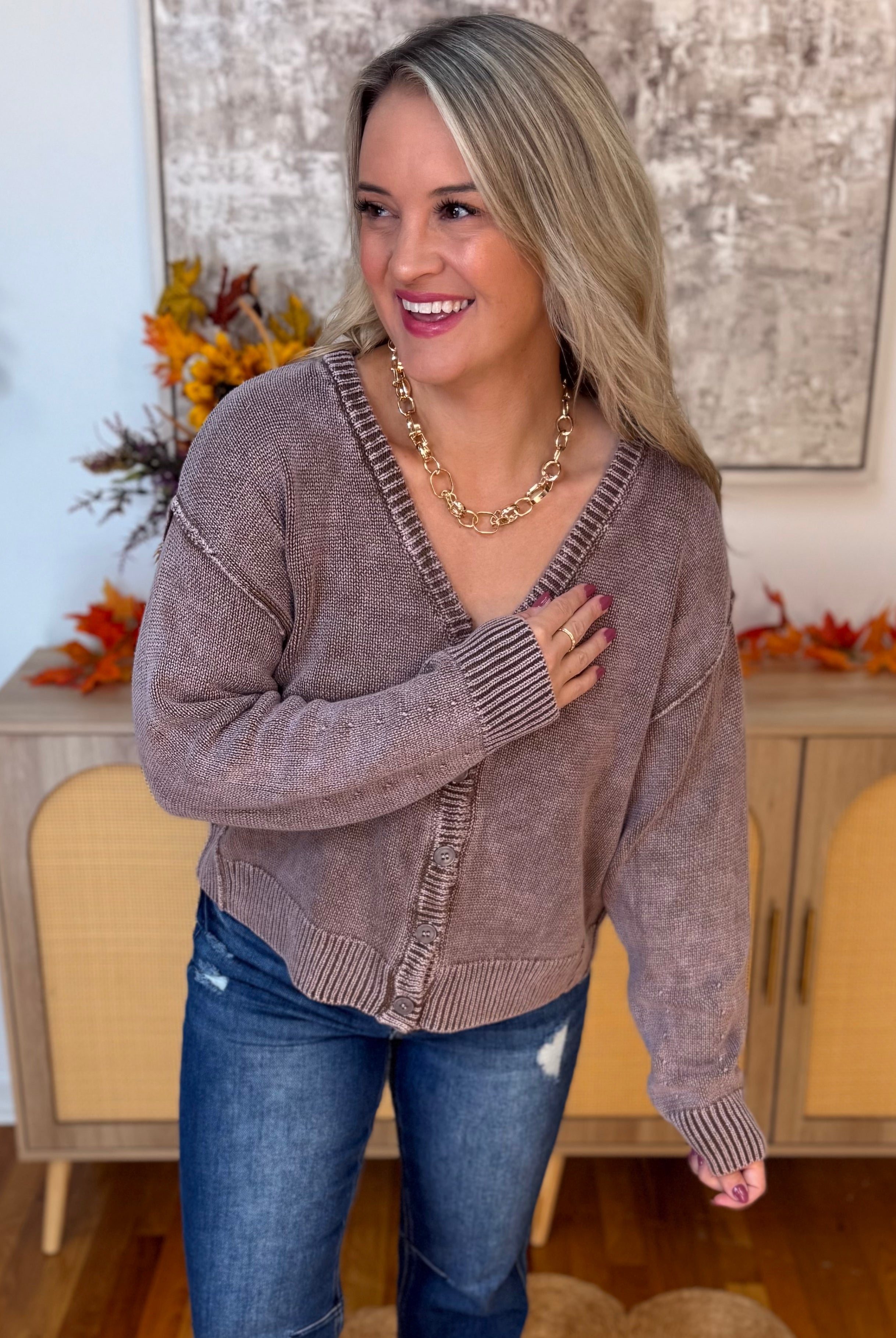 Falling Leaves Cardigan - Vintage Plum-160 Cardigan/Kimonos-bibi-The Lovely Closet, Women's Fashion Boutique in Alexandria, KY