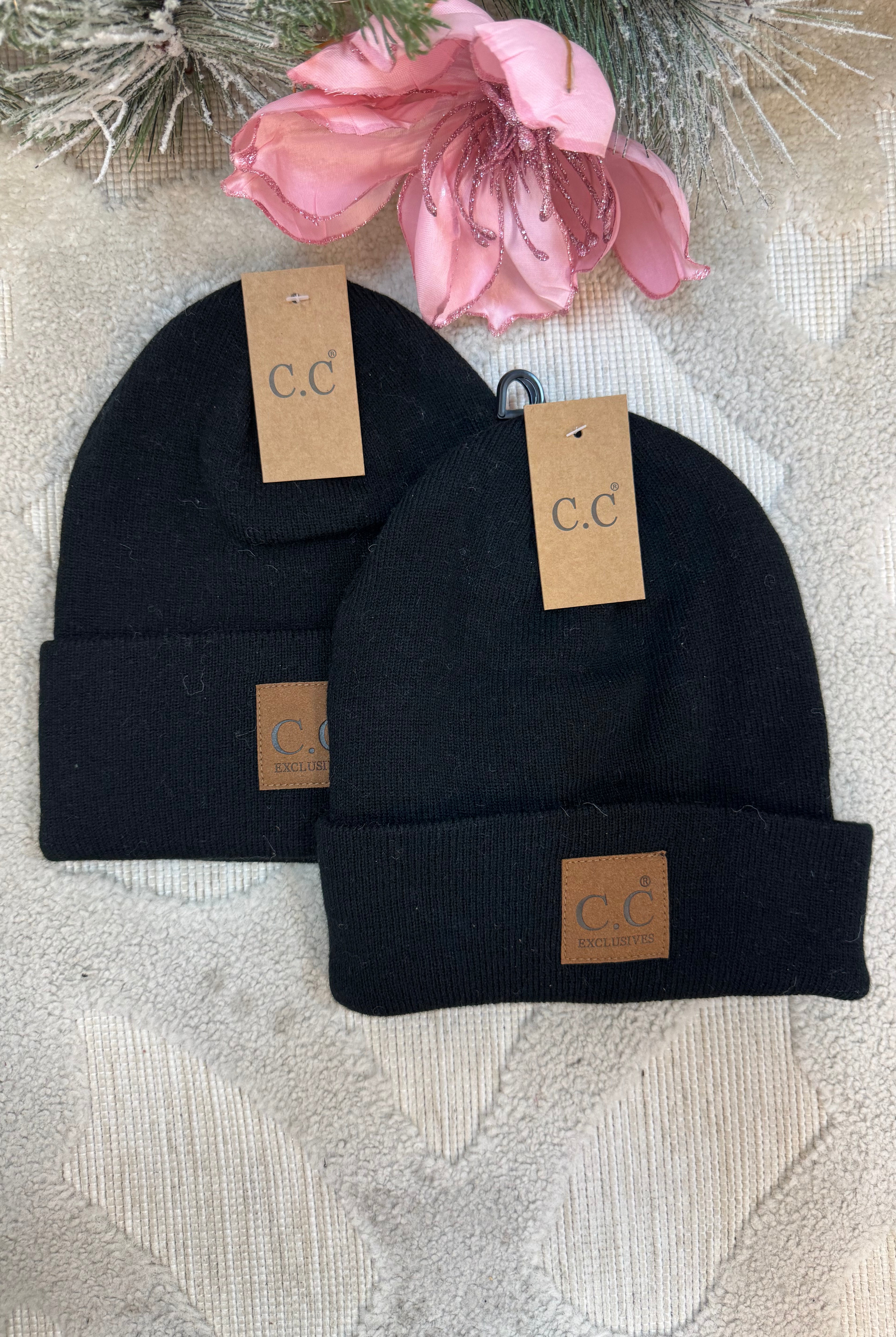 Leather Patch Essential Beanie-300 Headwear-CC-The Lovely Closet, Women's Fashion Boutique in Alexandria, KY
