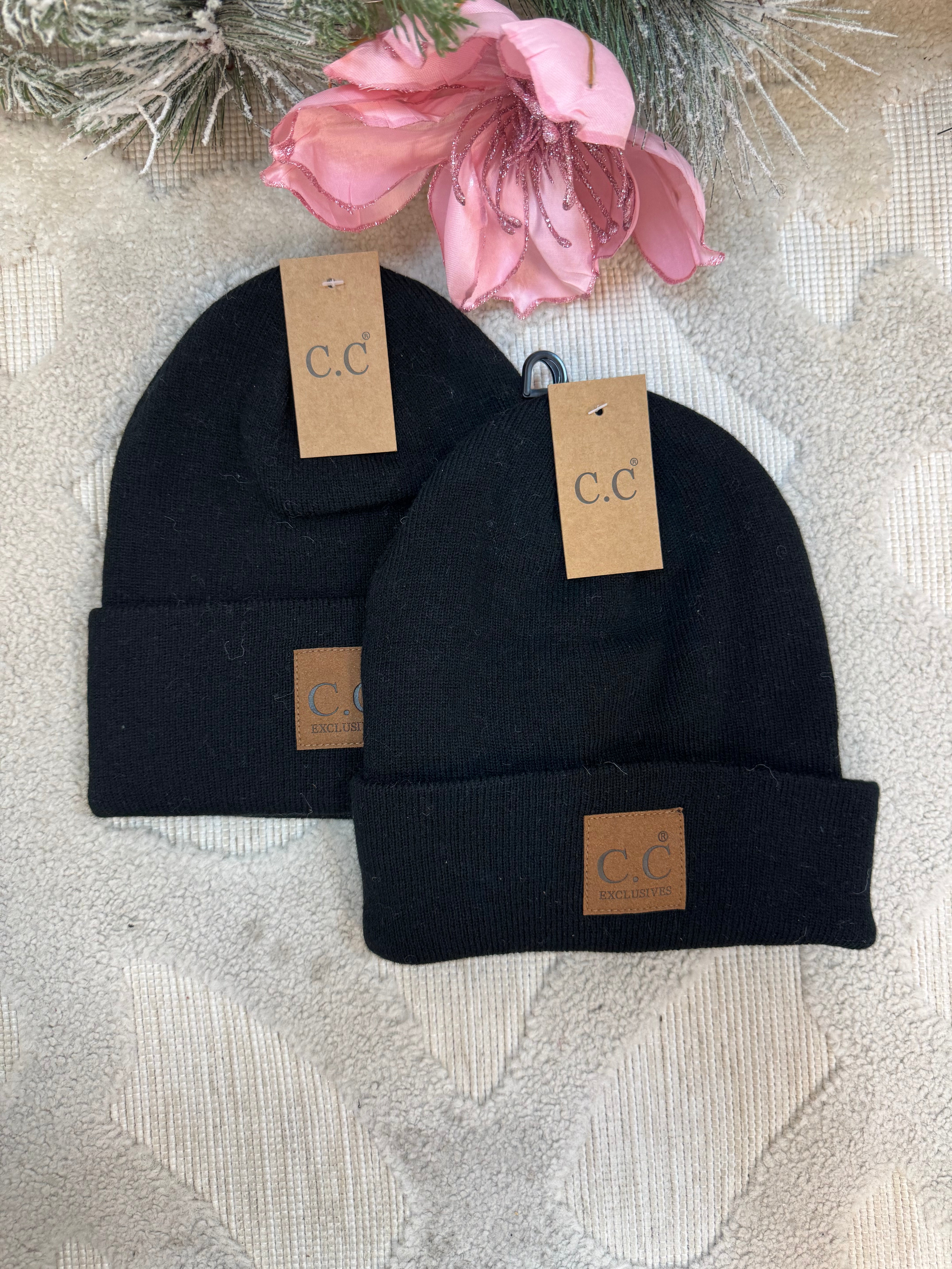 Leather Patch Essential Beanie-300 Headwear-CC-The Lovely Closet, Women's Fashion Boutique in Alexandria, KY