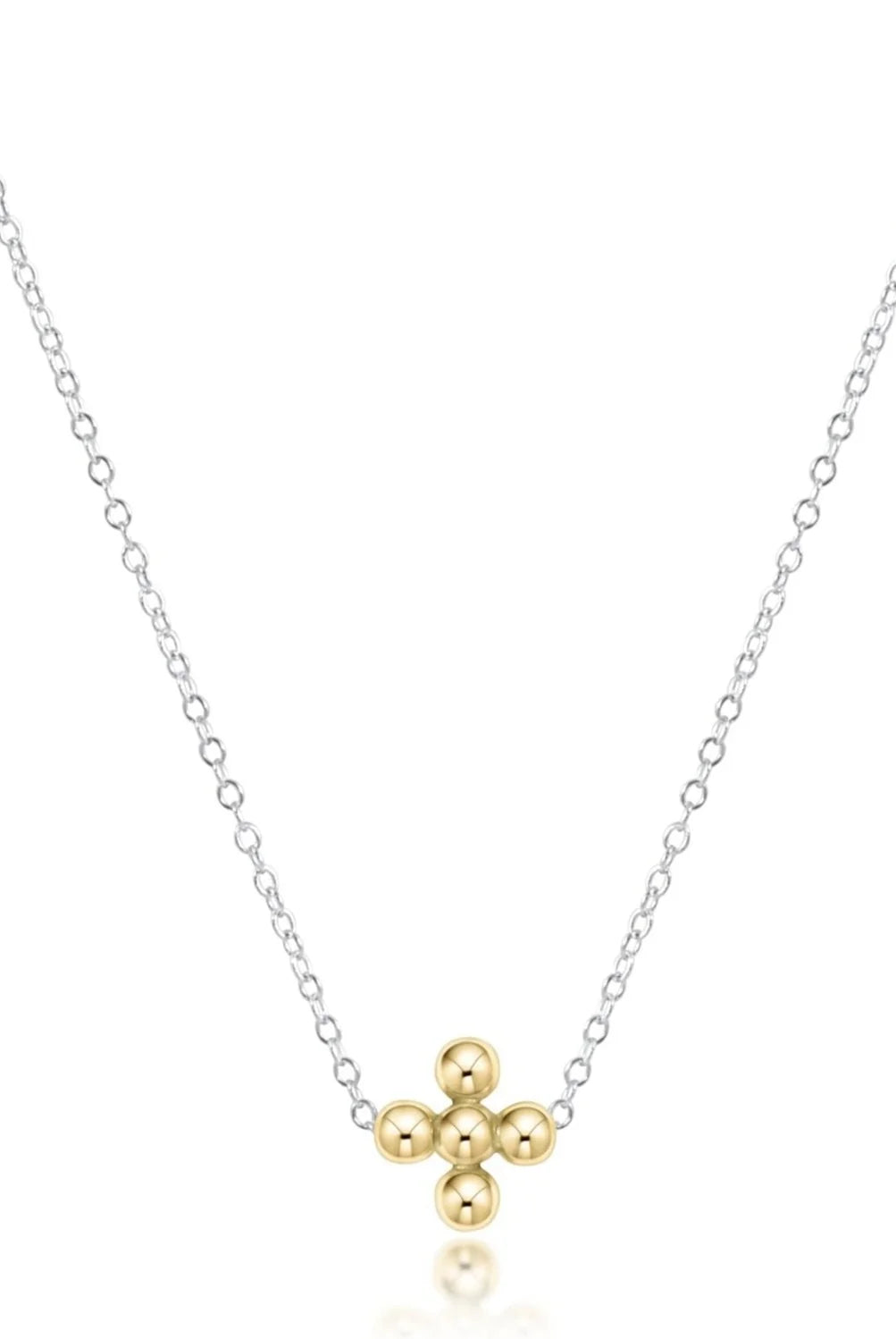 16” Mixed Metals 3mm Beaded Cross Necklace-260 eNewton-eNewton-The Lovely Closet, Women's Fashion Boutique in Alexandria, KY