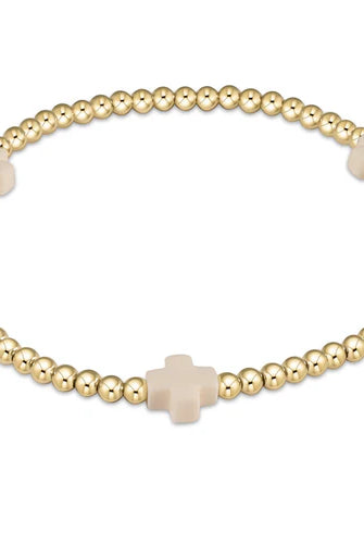 Signature Cross Gold Pattern 3mm Bead Bracelet-260 eNewton-eNewton-The Lovely Closet, Women's Fashion Boutique in Alexandria, KY