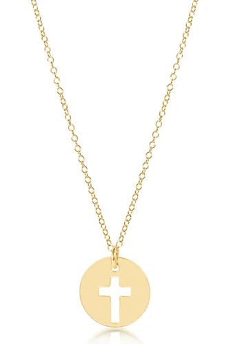 16" Necklace Gold - Blessed Small Gold Disc-260 eNewton-eNewton-The Lovely Closet, Women's Fashion Boutique in Alexandria, KY