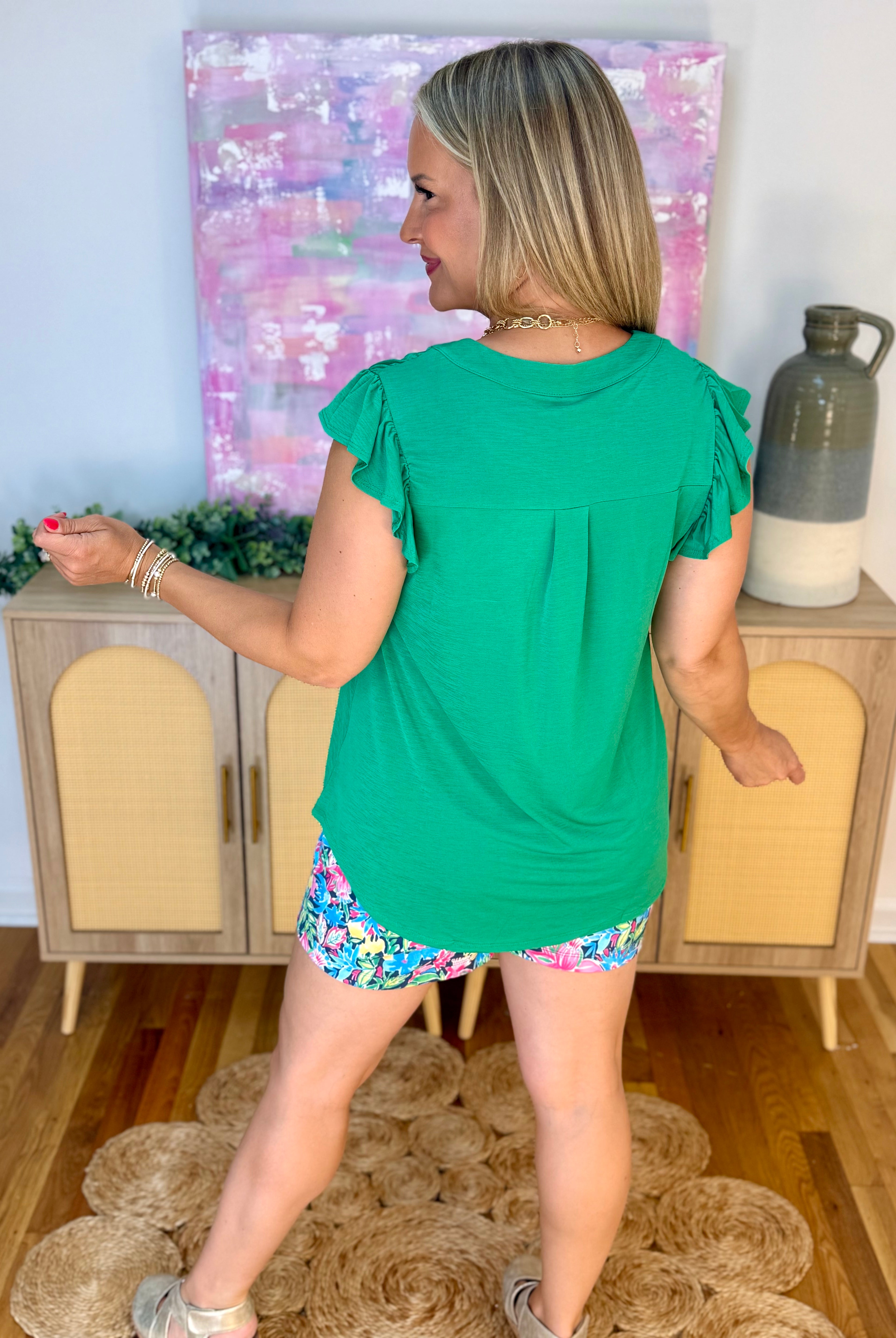Donna Top - Green-100 Short Sleeve Tops-Dear Scarlett-The Lovely Closet, Women's Fashion Boutique in Alexandria, KY