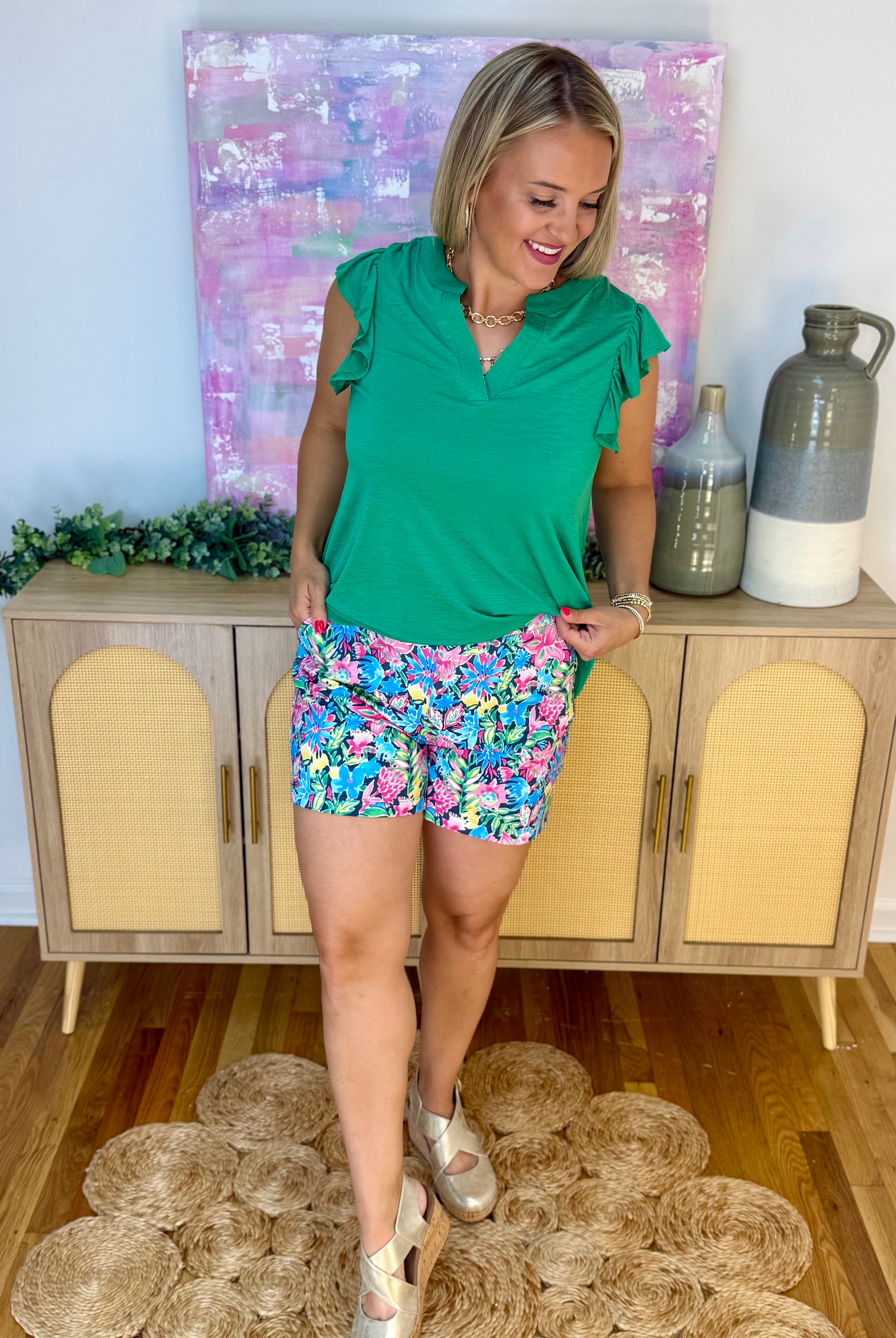 Donna Top - Green-100 Short Sleeve Tops-Dear Scarlett-The Lovely Closet, Women's Fashion Boutique in Alexandria, KY