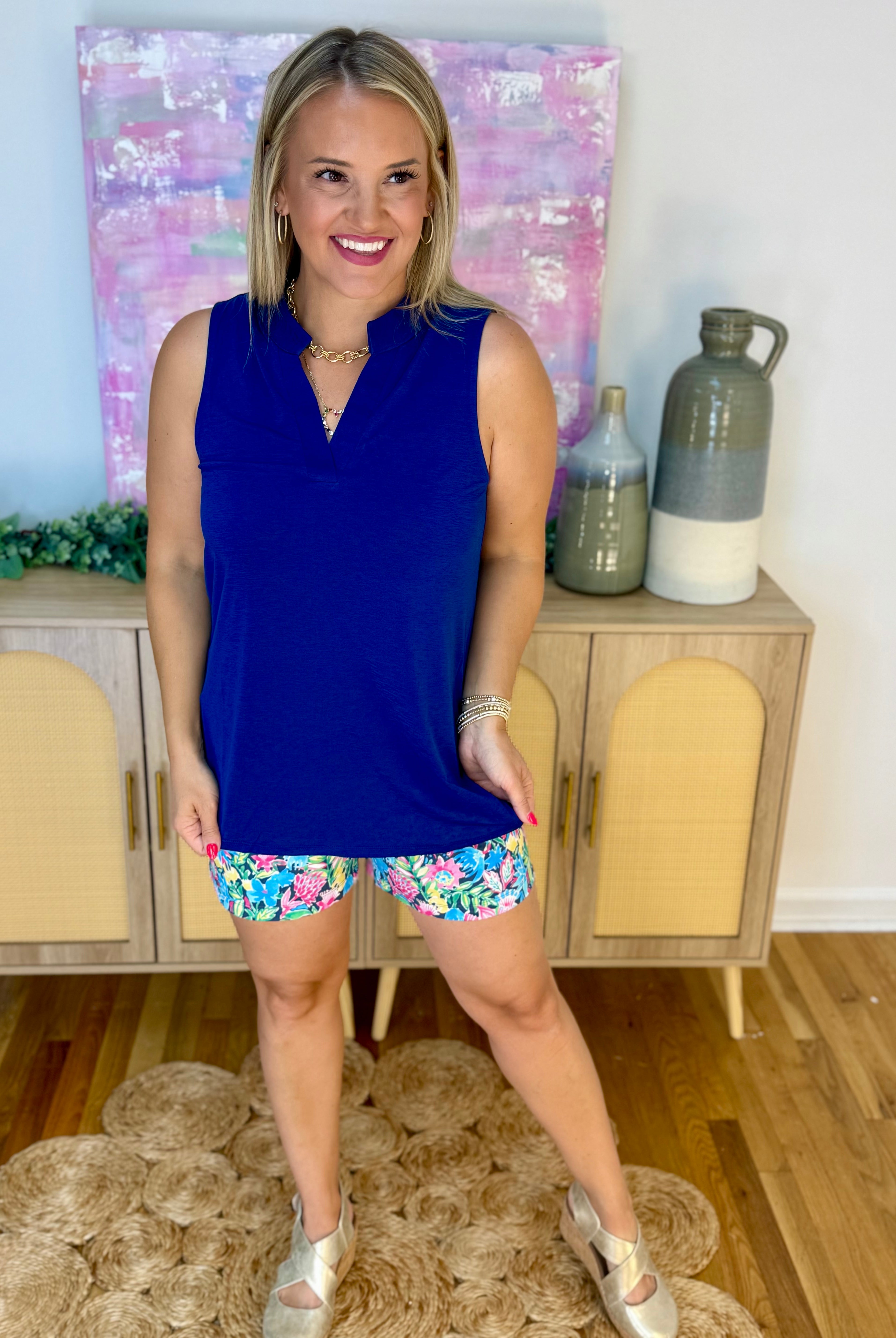 Lizzy Tank - Navy-120 Sleeveless Tops-Dear Scarlett-The Lovely Closet, Women's Fashion Boutique in Alexandria, KY