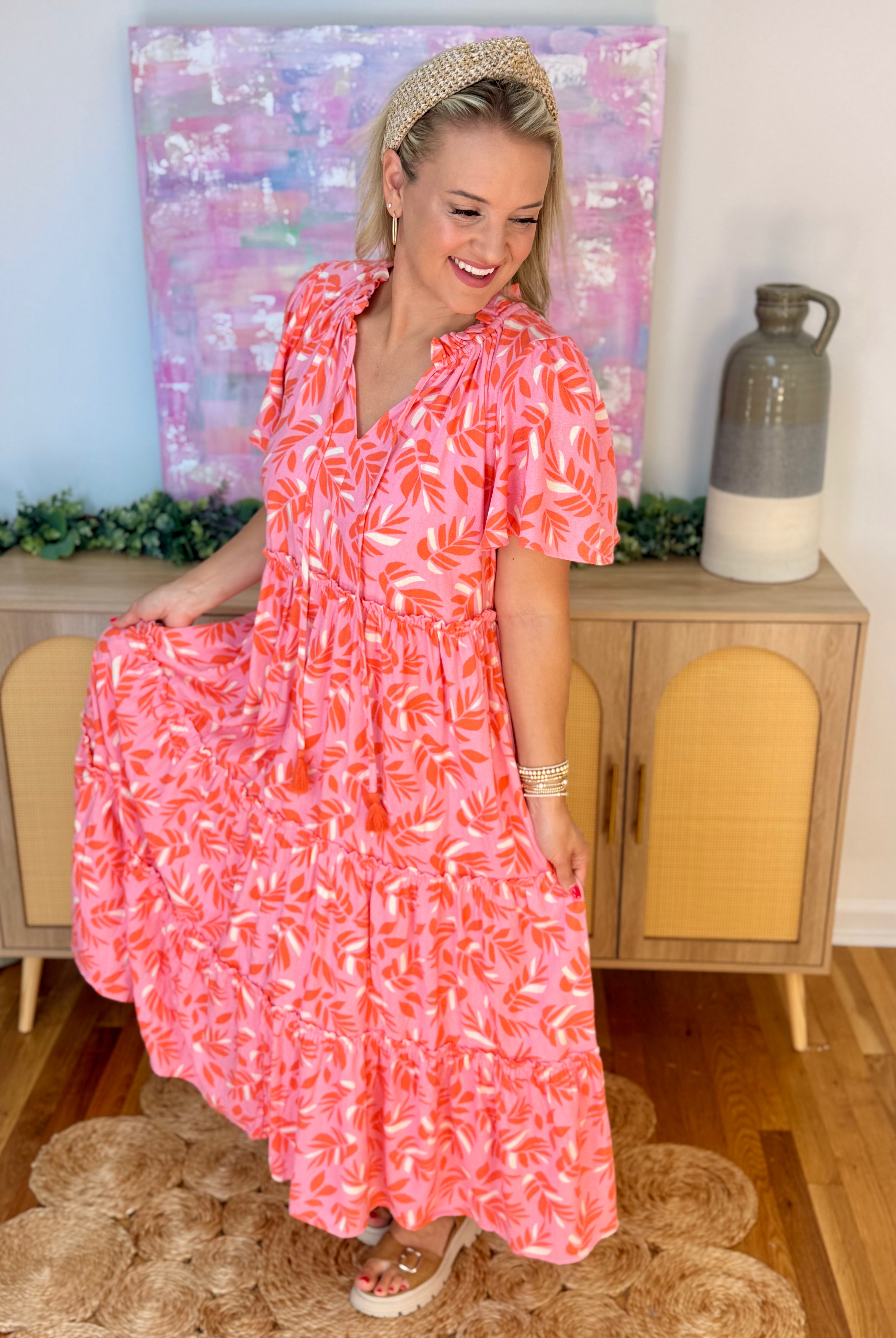 Pink Tropic Maxi Dress-180 Dresses-easel-The Lovely Closet, Women's Fashion Boutique in Alexandria, KY
