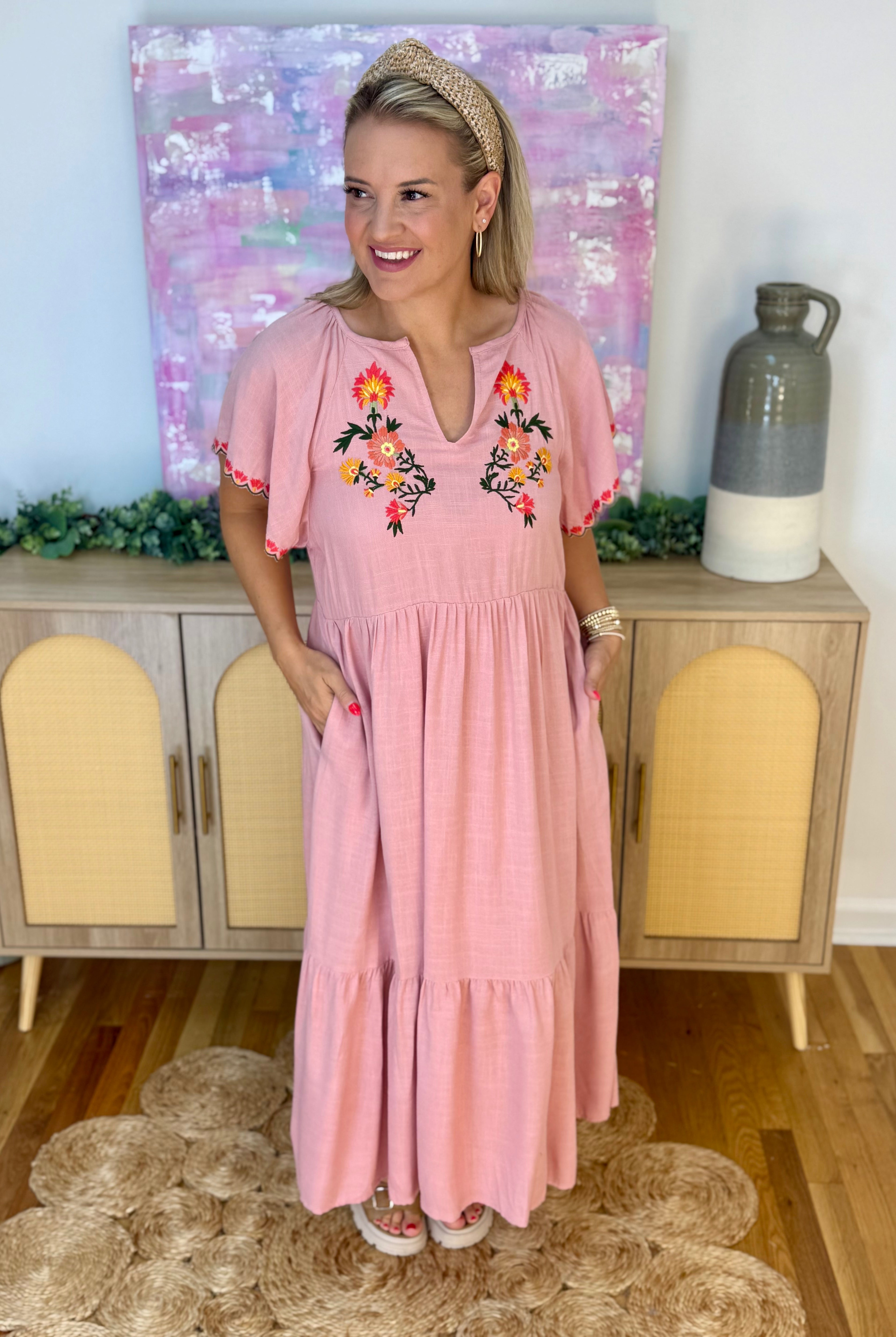 Petal Pop Embroidered Maxi Dress-180 Dresses-easel-The Lovely Closet, Women's Fashion Boutique in Alexandria, KY