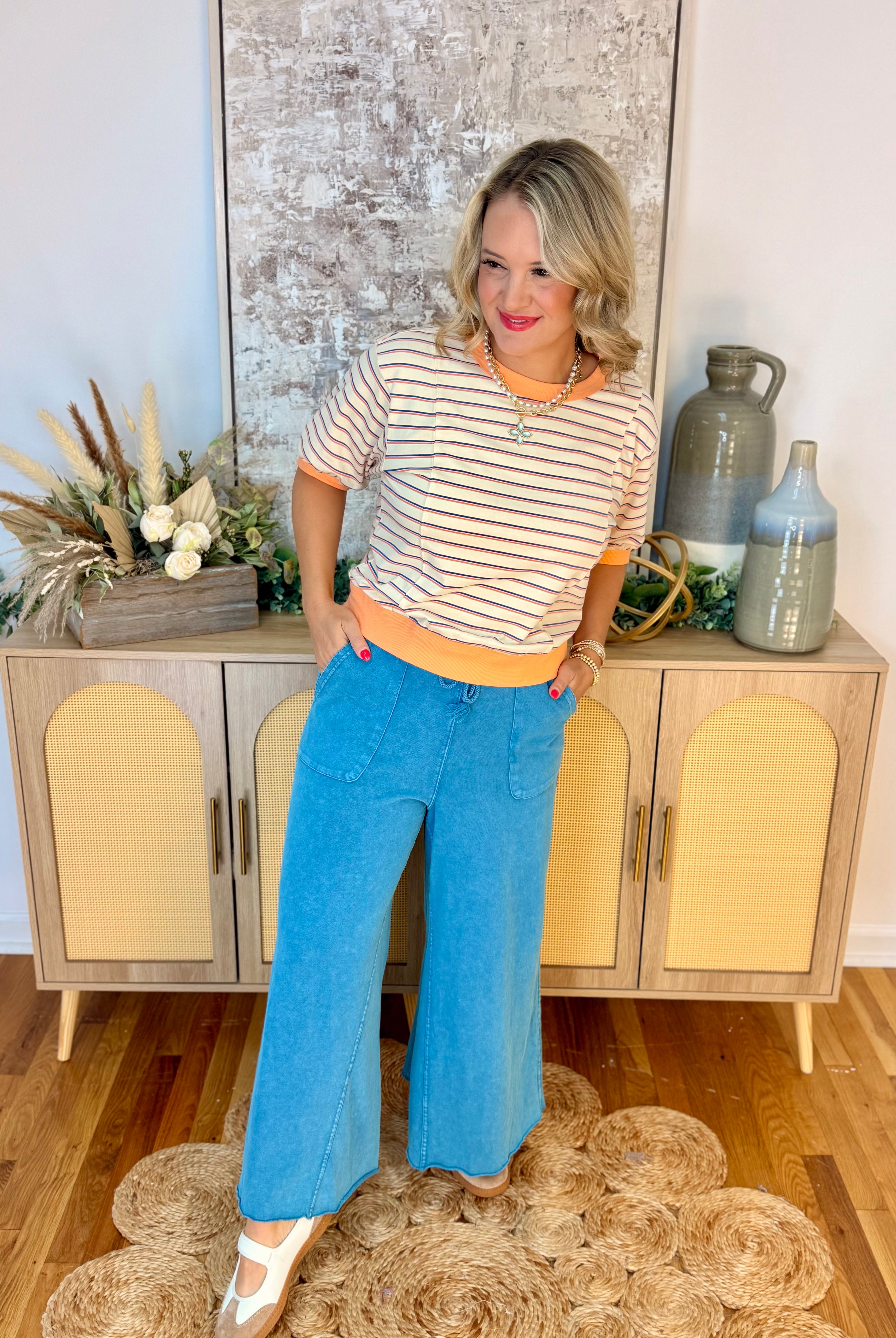 Easy A Striped Top-100 Short Sleeve Tops-Hem & Thread-The Lovely Closet, Women's Fashion Boutique in Alexandria, KY